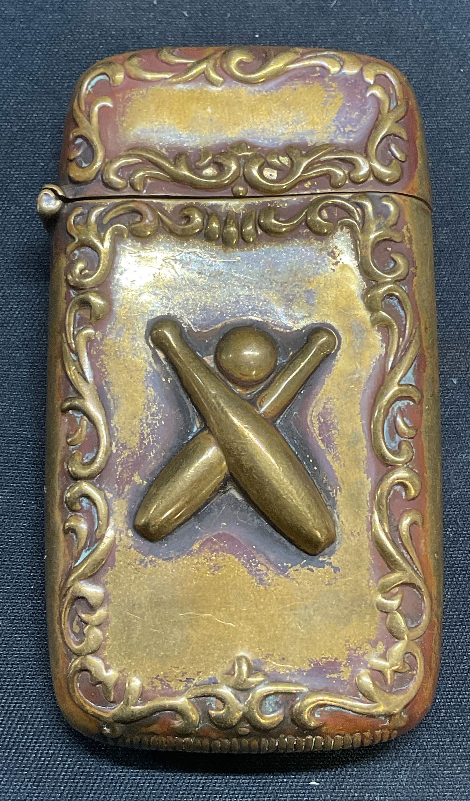 Vintage Brass Bowling Match Safe/Strike (1 of 6)