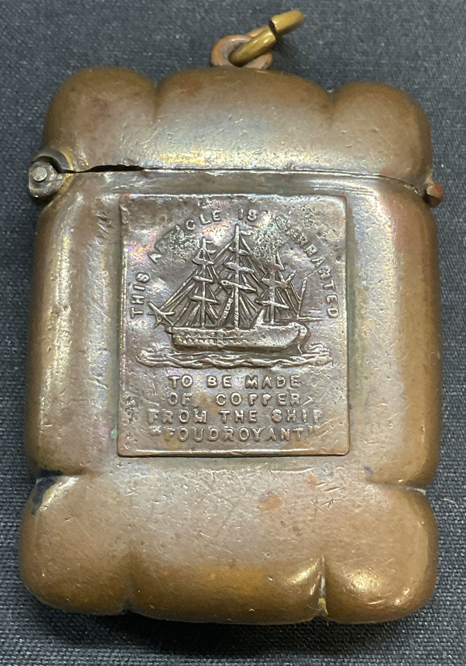 Vintage Copper Foudroyant Ship Match Safe/Striker (1 of 6)