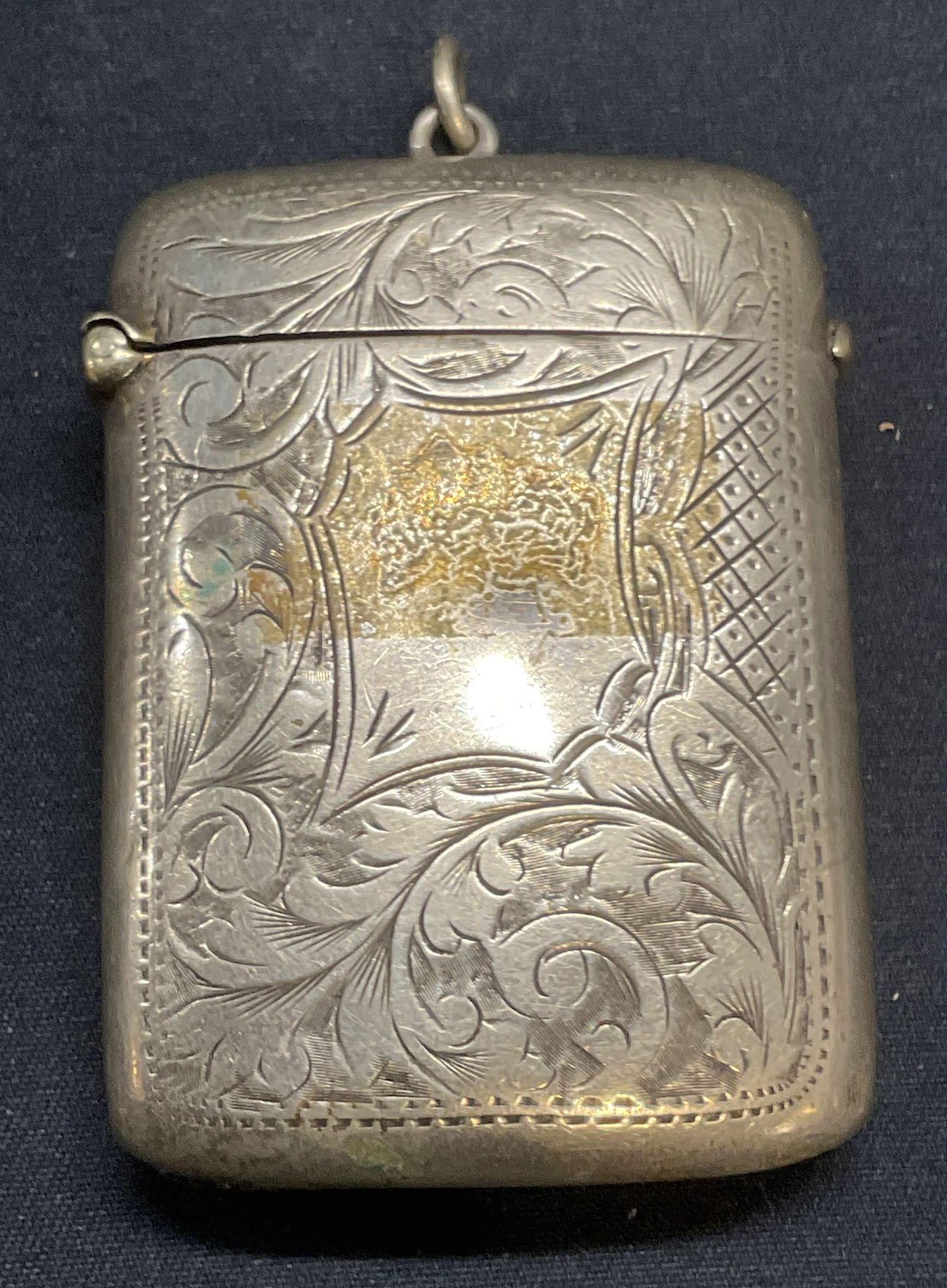 Vintage Silver Tone Scroll Match Safe/Striker (1 of 6)