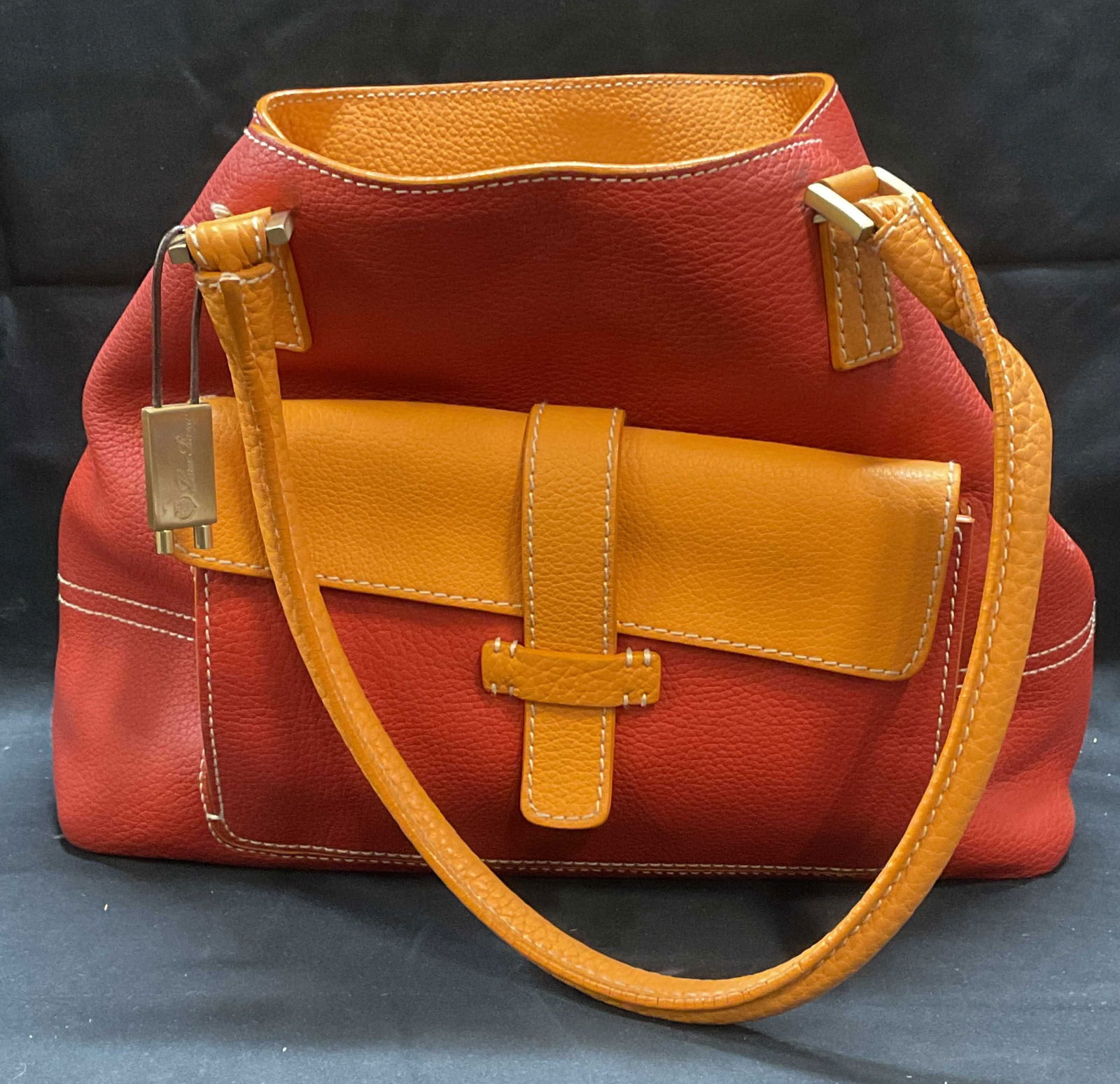Loro Piana Red & Orange Leather Handbag, Italy (1 of 9)