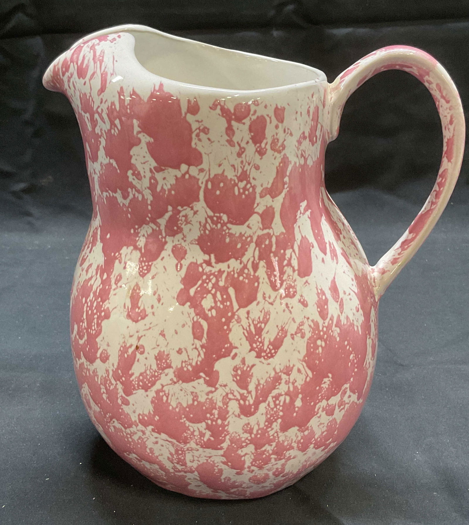 Signed Hand Painted Ceramic Pink Splatter Pitcher (1 of 6)