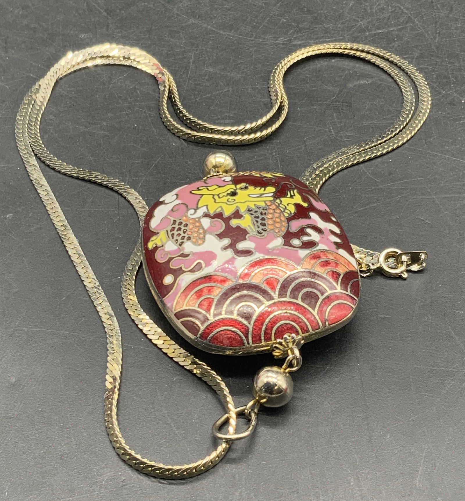 Vintage Cloisonne Dragon Pendant Necklace (1 of 11)
