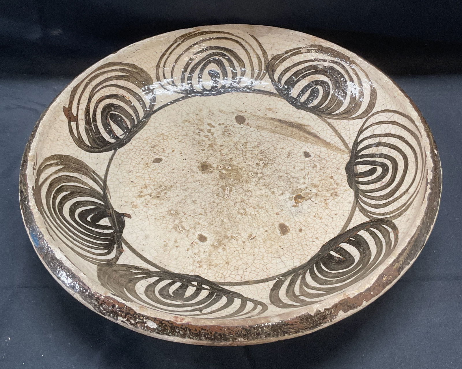 Antique Japanese Horse Eye Earthenware Plate (1 of 7)