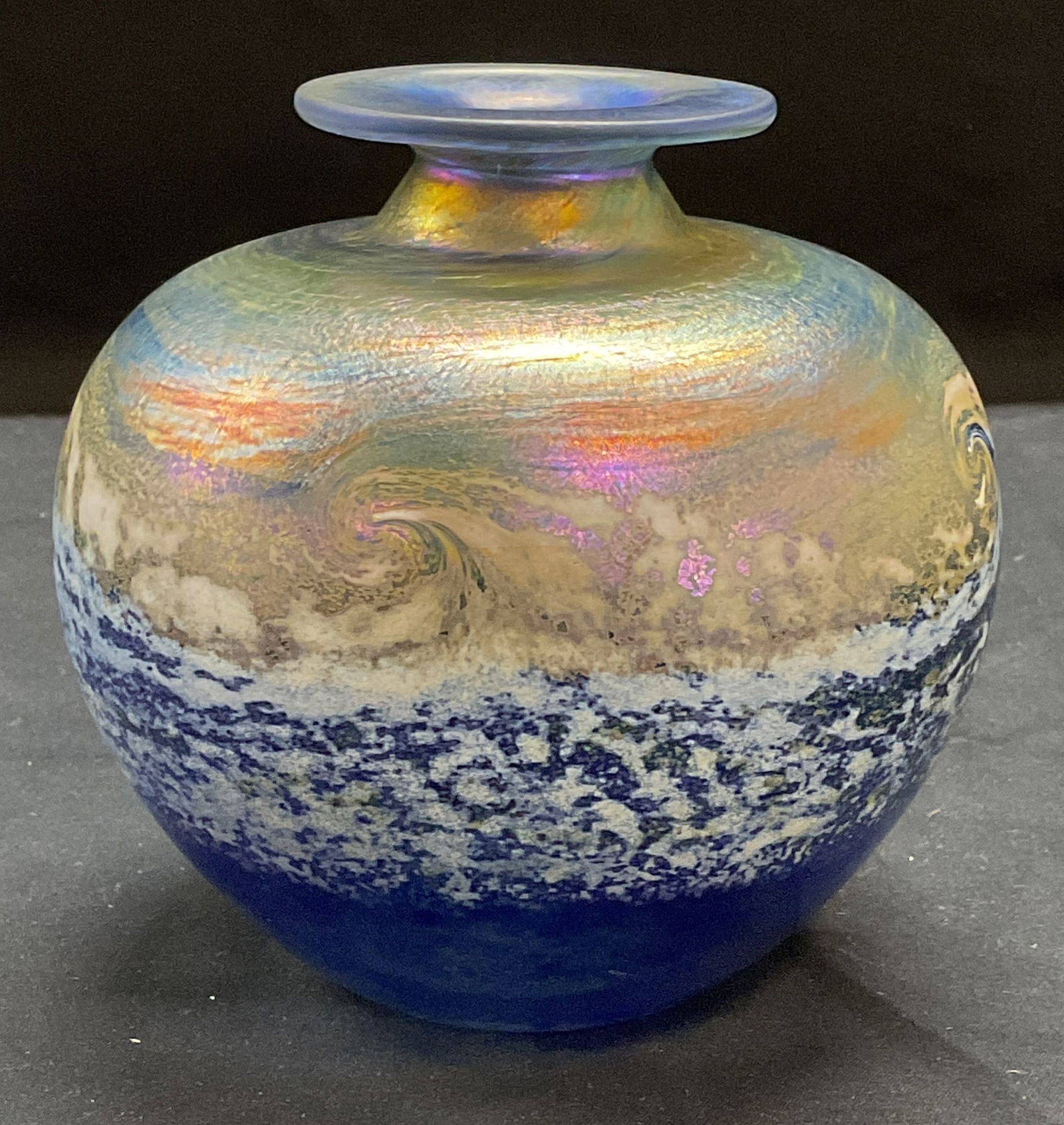 Vntg Norman S Clarke Seascape Art Glass Vase 1993 (1 of 6)