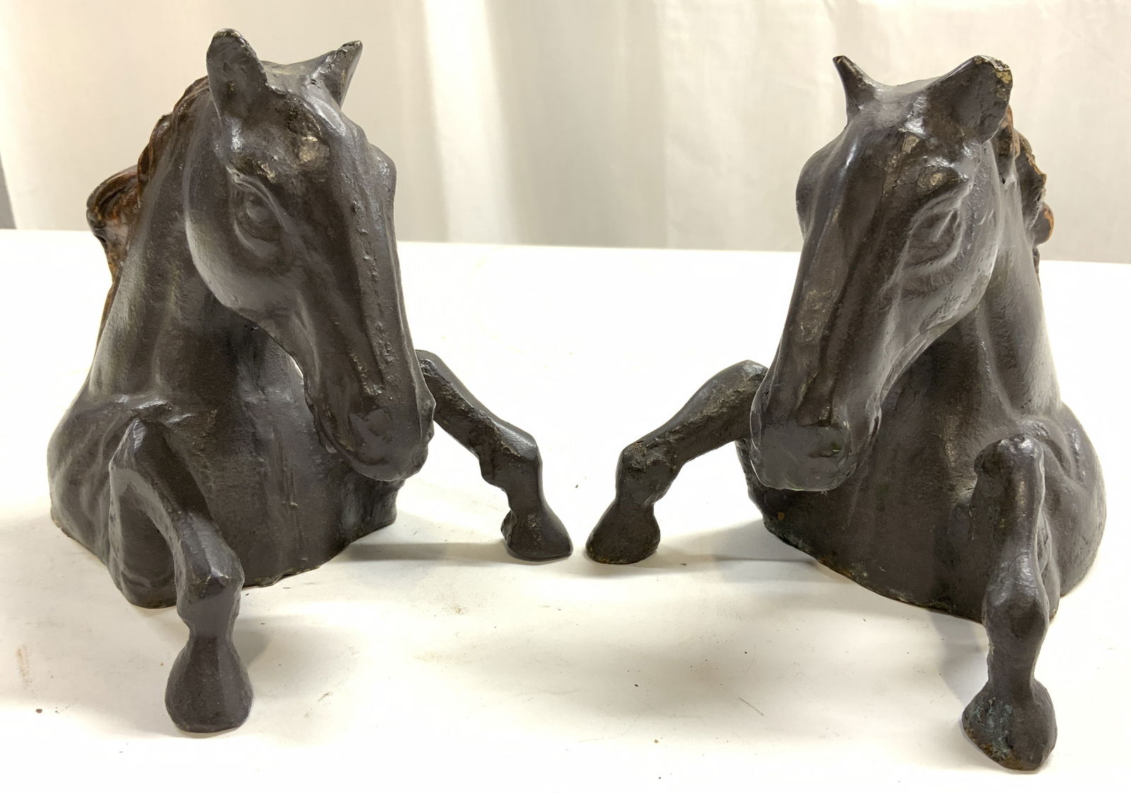 Pair Gilt Metal Horse Bookends (1 of 9)