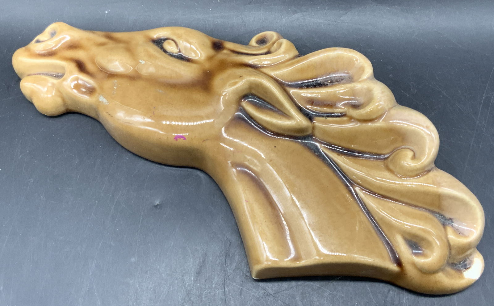 Vintage Glazed Ceramic Horse Head Wall Pocket (1 of 11)