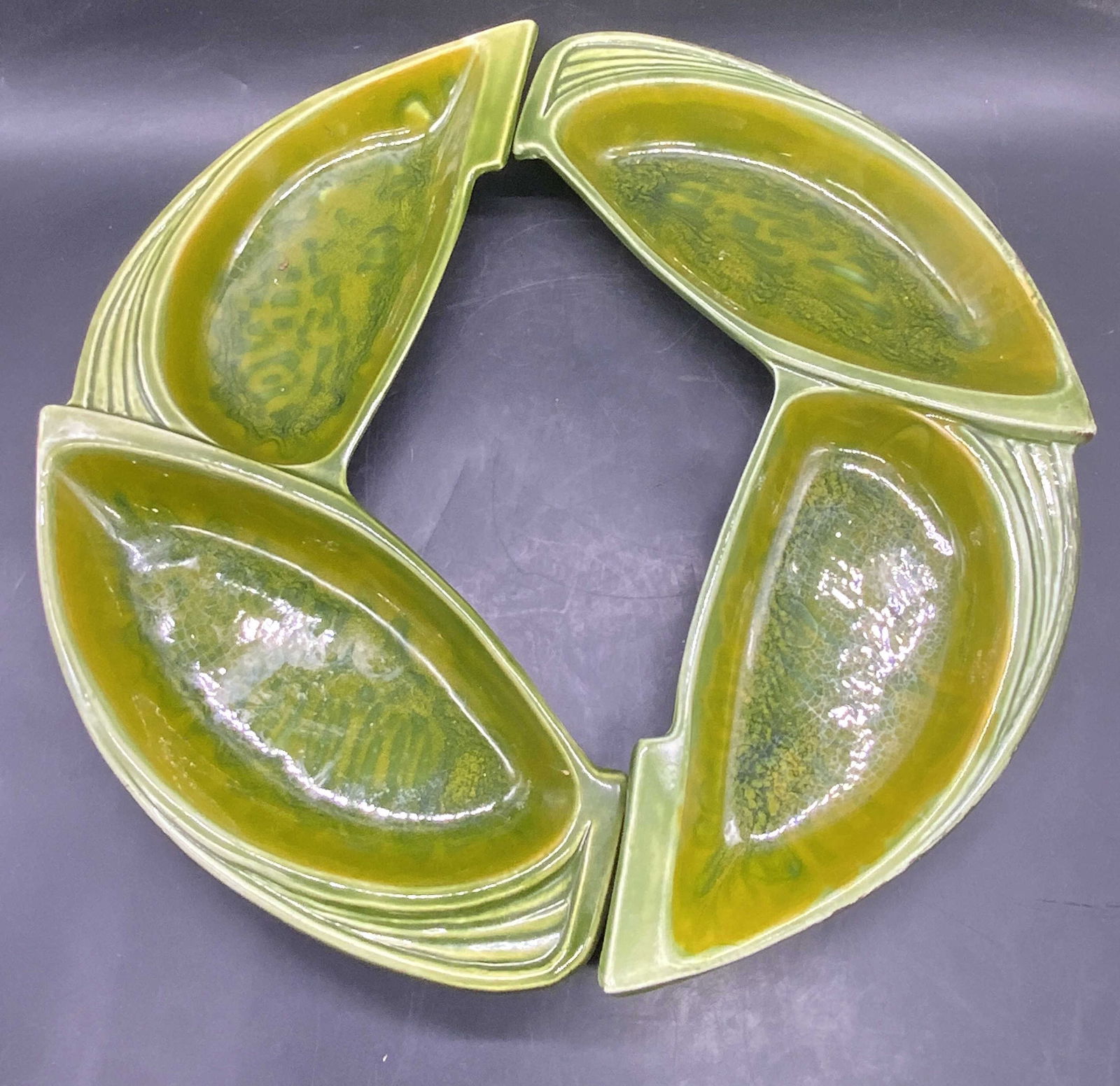 Pr CALIFORNIA POTTERY USA Vntg Green Serving Bowls (1 of 9)