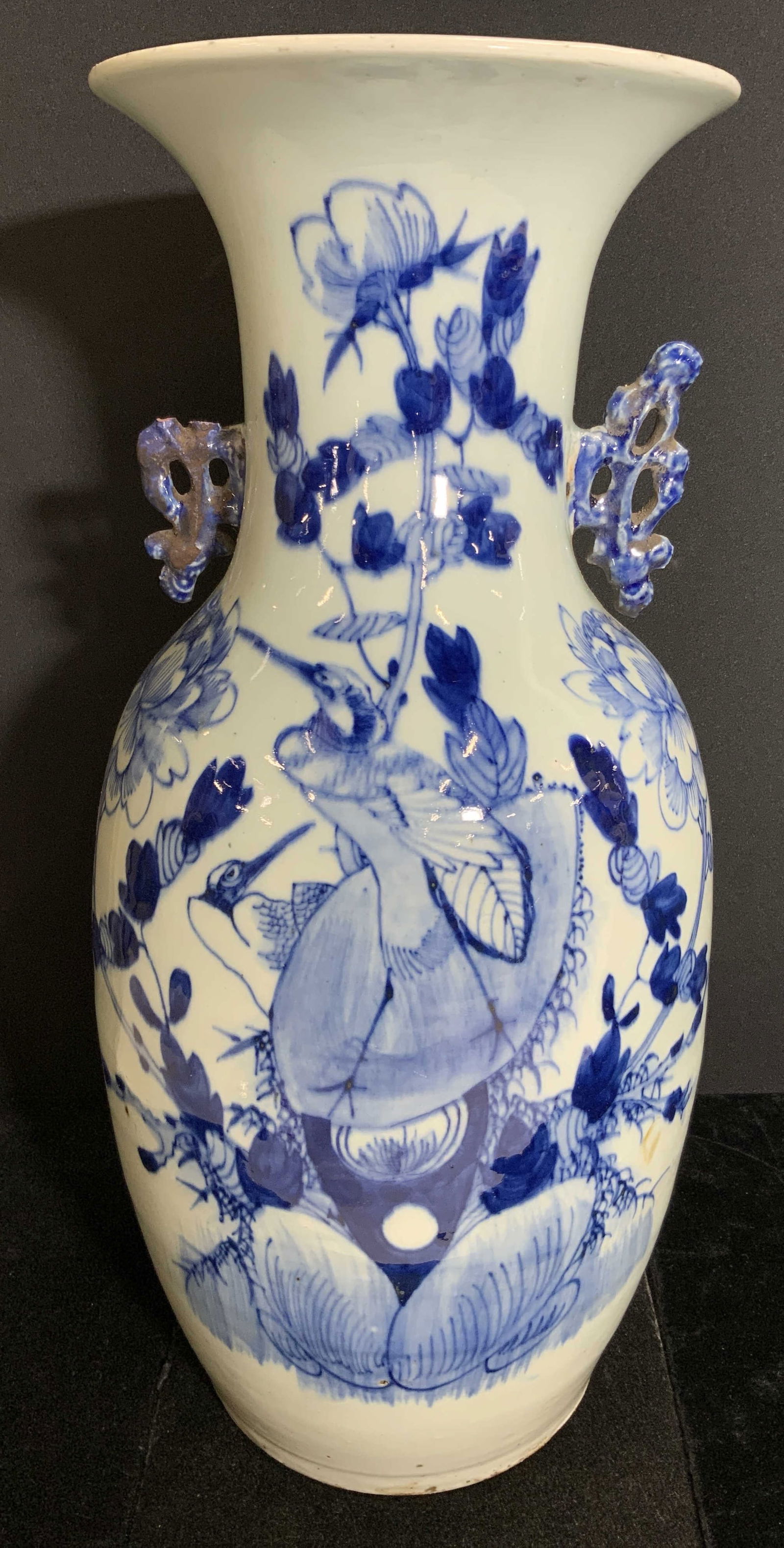 Vintage Oversized Asian Ceramic Bird Motif Vase (1 of 12)