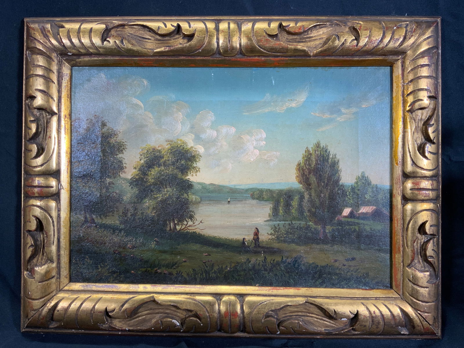 Framed 19th C. Hudson River School Oil Painting (1 of 8)