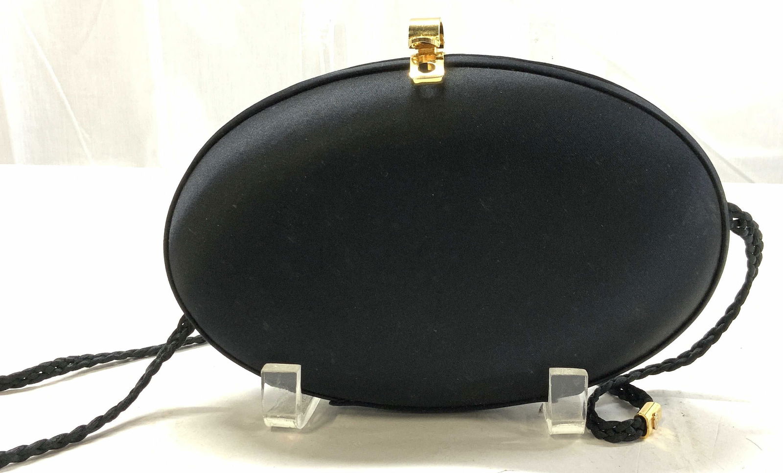 GUCCI Vntg Black Satin Evening Clutch/Bag, Italy (1 of 12)