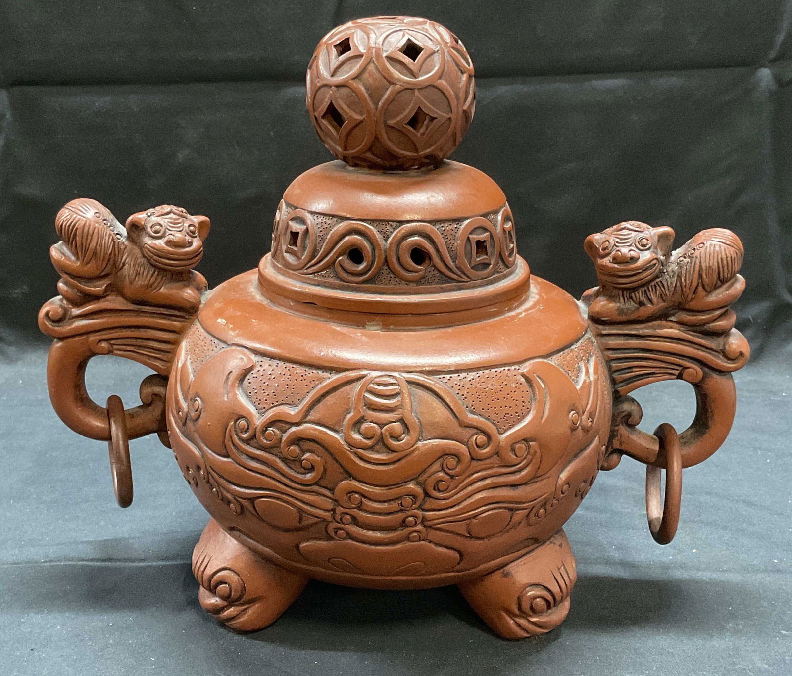 Vintage CCCI Red Clay Foo Dog Incense Burner (1 of 6)