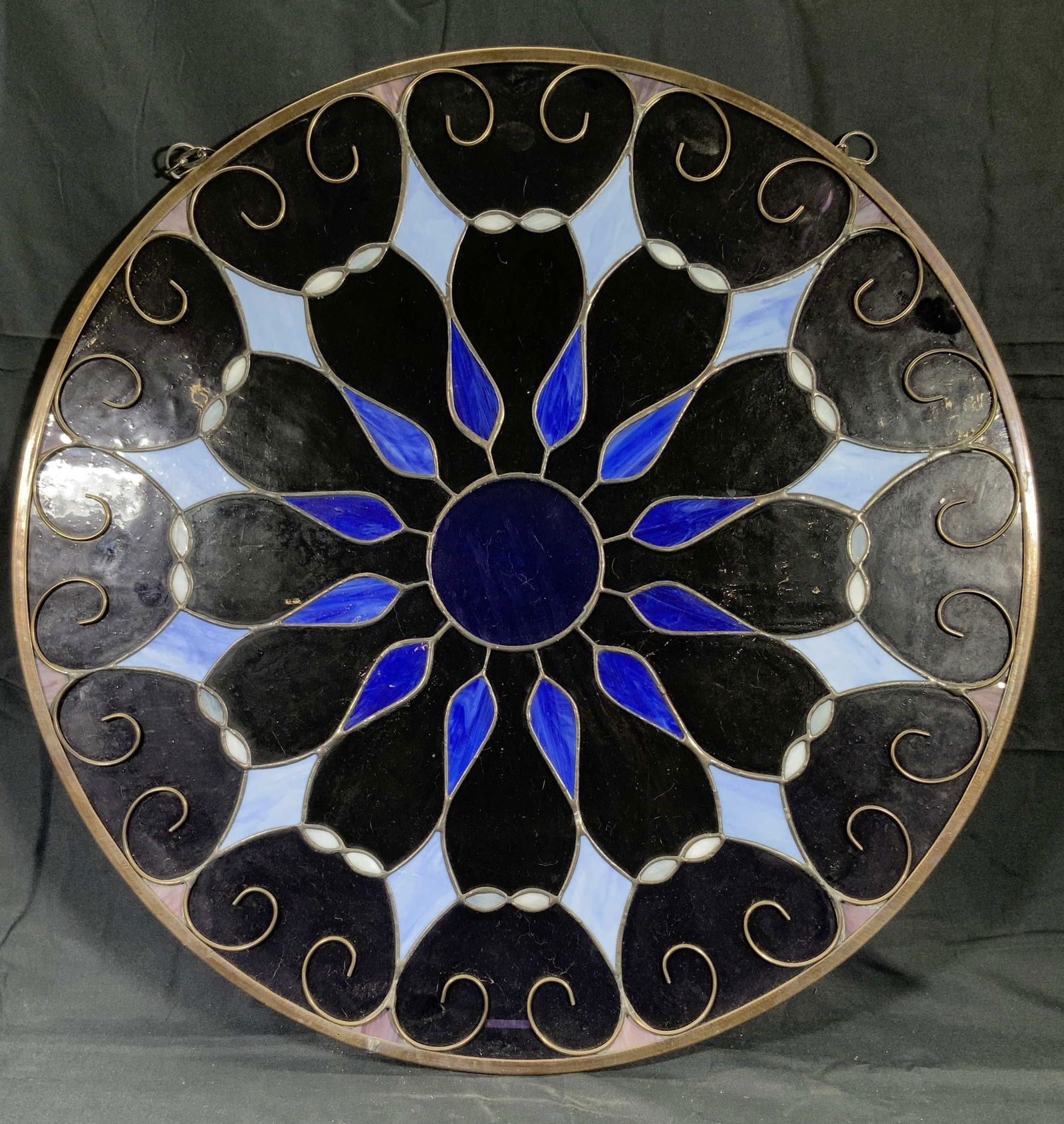 Large Blue Circular Stain Glass Art Wall Hanging (1 of 8)