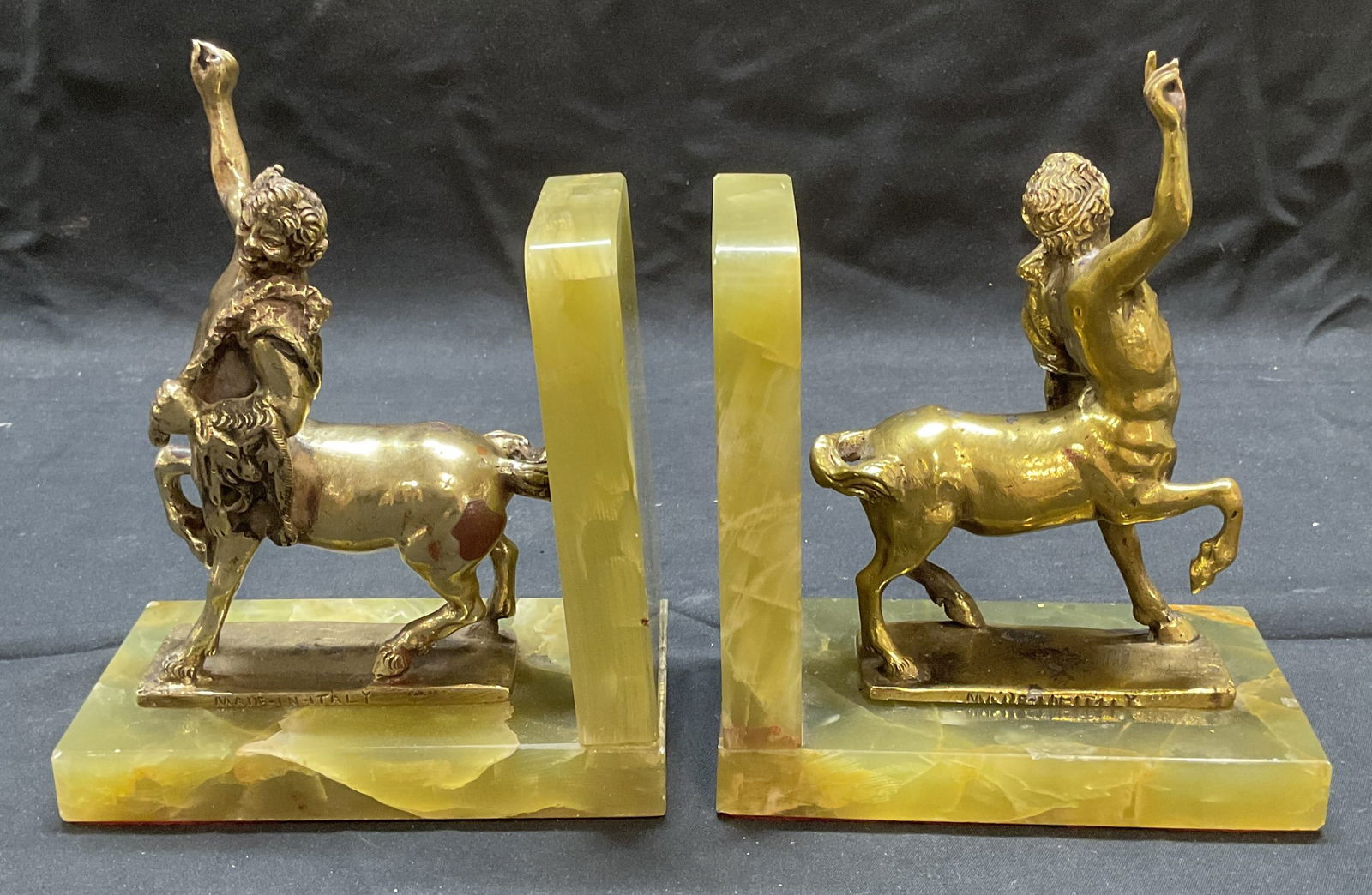 Pair Brass & Alabaster Centaur Bookends, Italy (1 of 8)