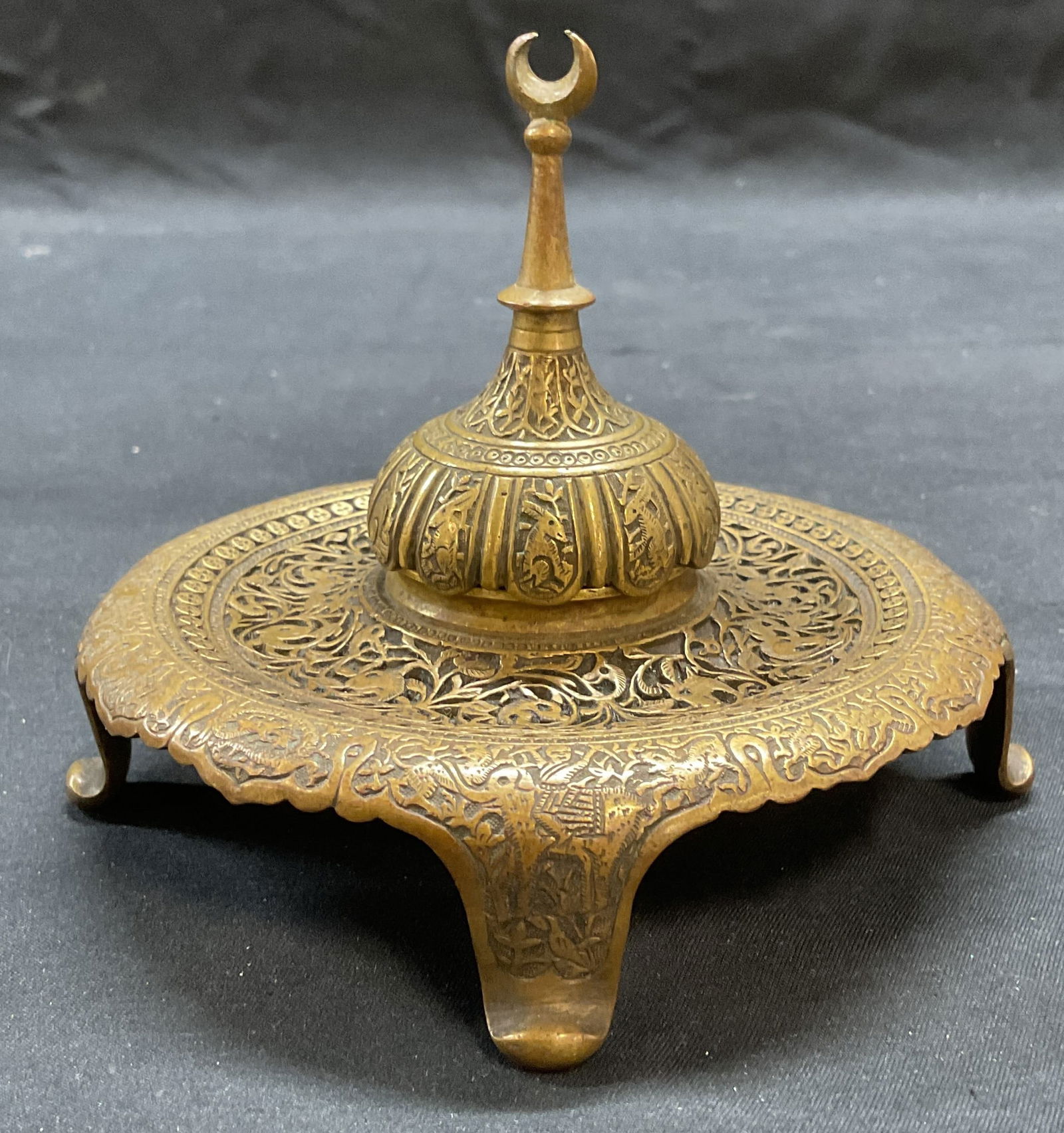 Vintage Ornate Brass Animal Motif Inkwell (1 of 6)
