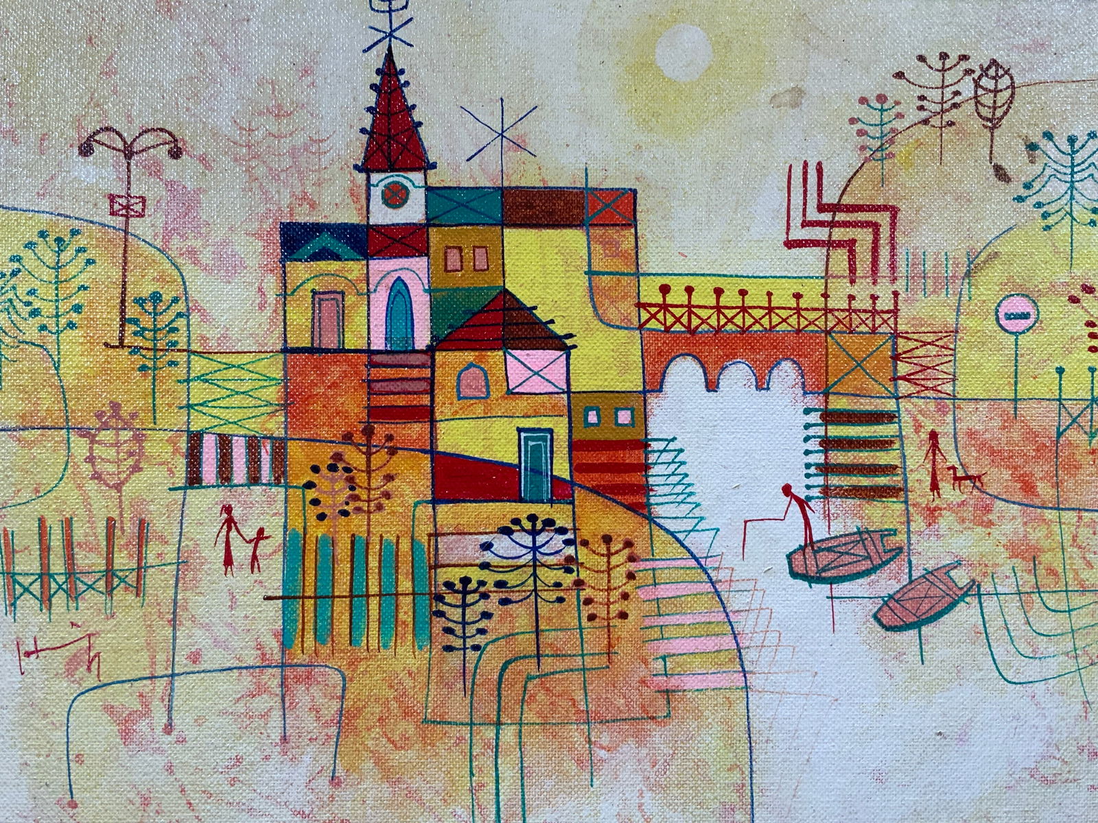 HESHI YU Chinese Abstract Village Landscape Oil (1 of 11)