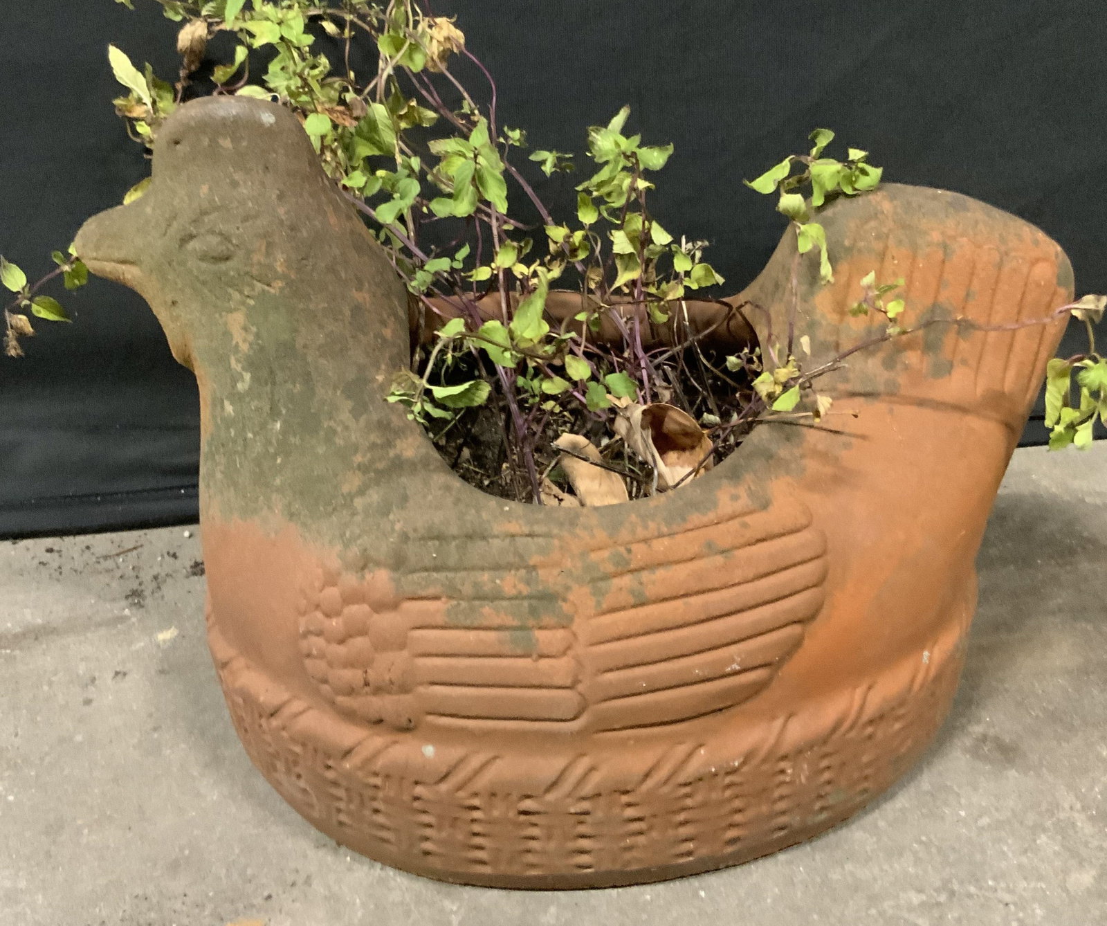 Vintage Chicken Form Painted Stone Planter (1 of 9)