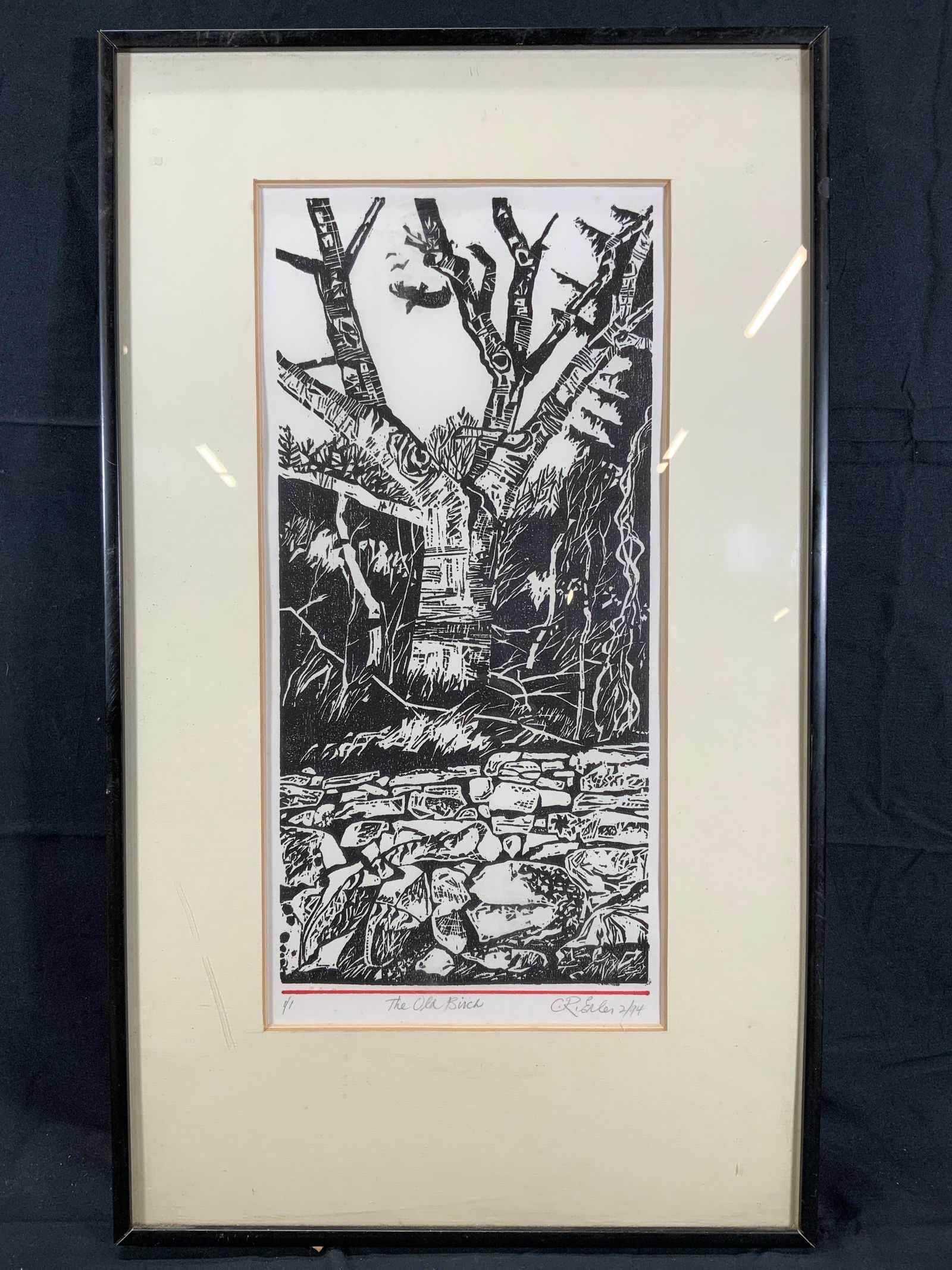 Bob Eiler The Old Birch 1/1 Woodcut 1994 (1 of 12)