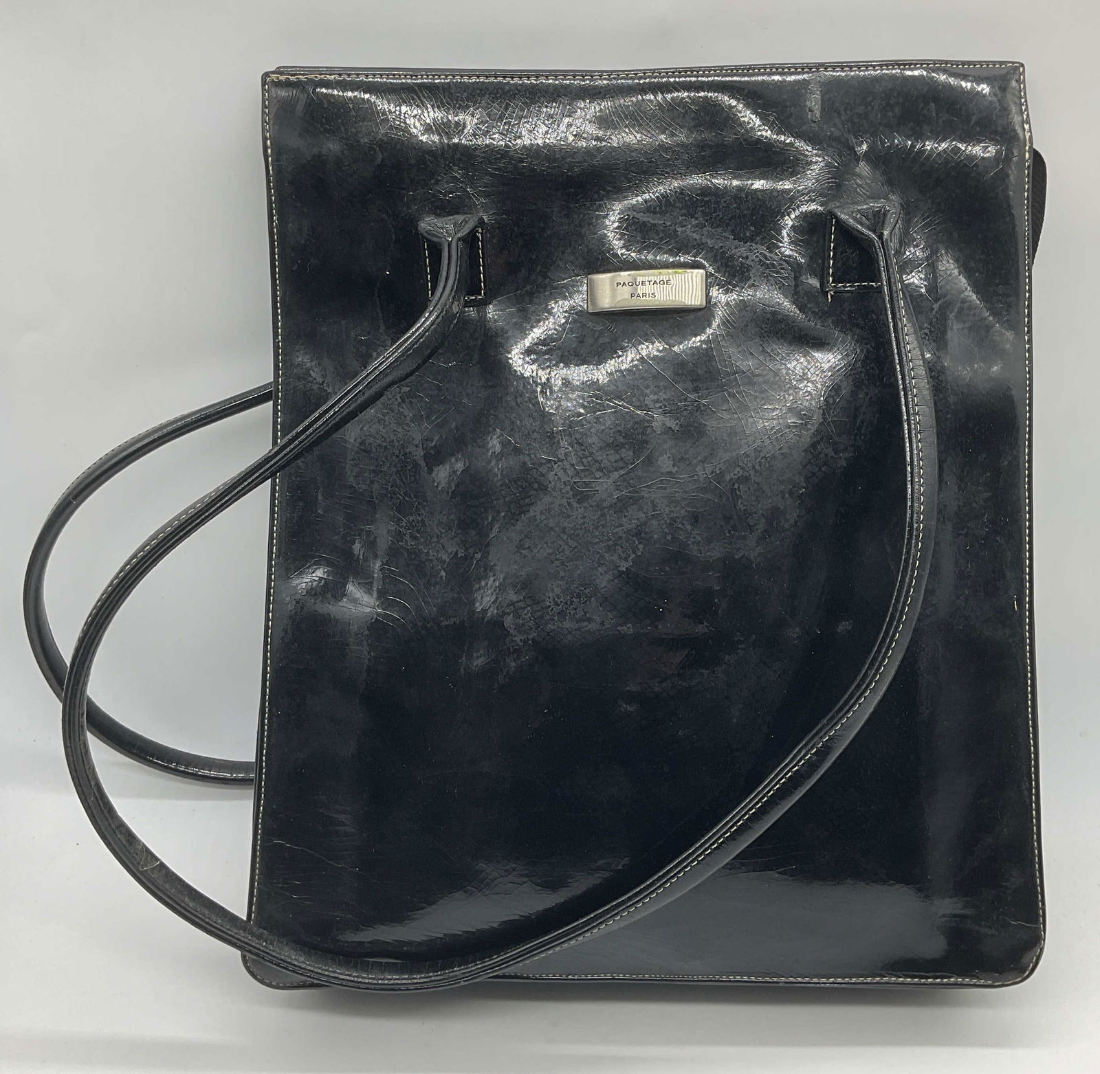 Paquetage Black Leather Tote Handbag, France (1 of 9)