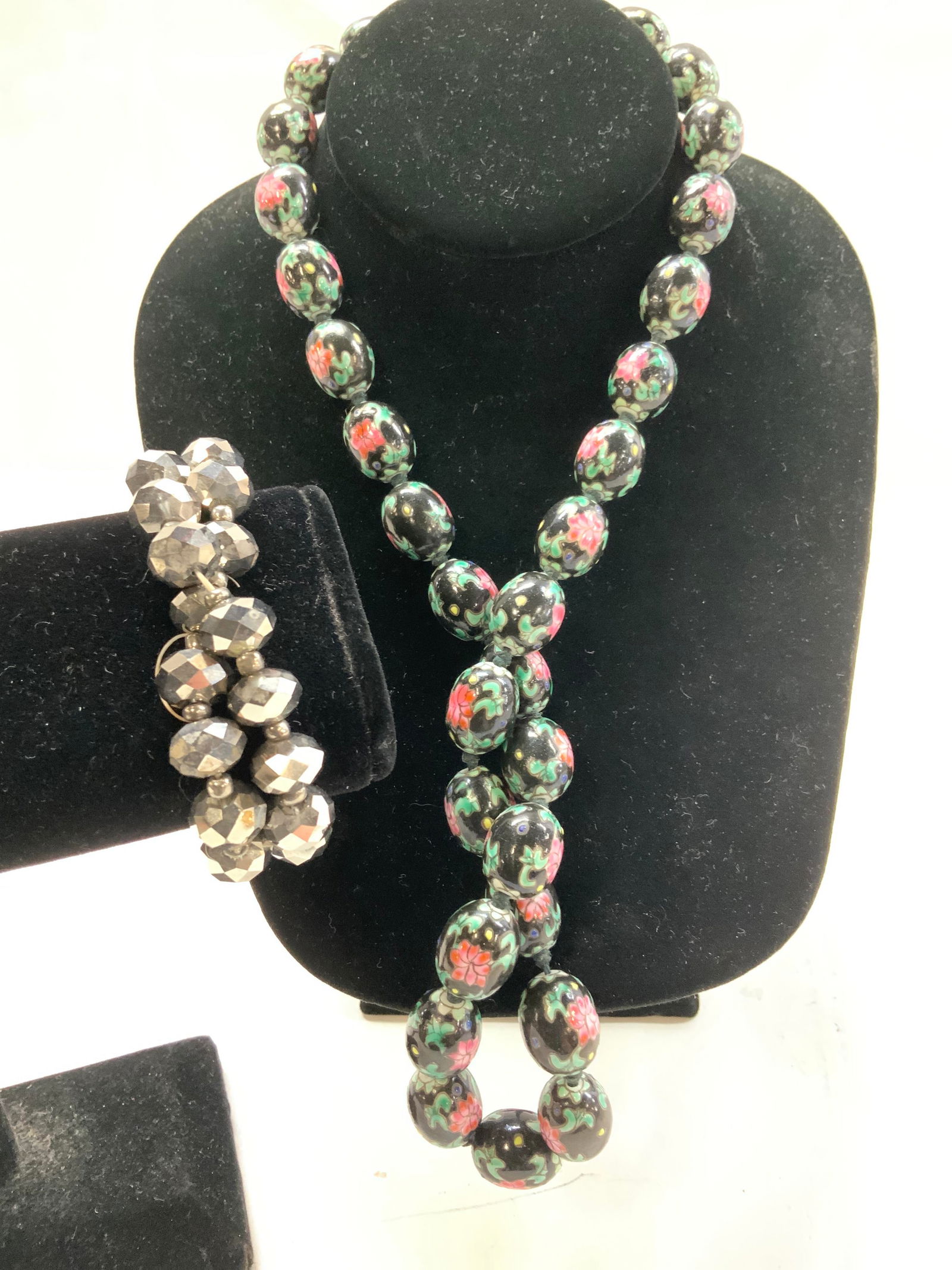 3 Asian Porcelain Bead Necklace, AB Bracelets (1 of 7)