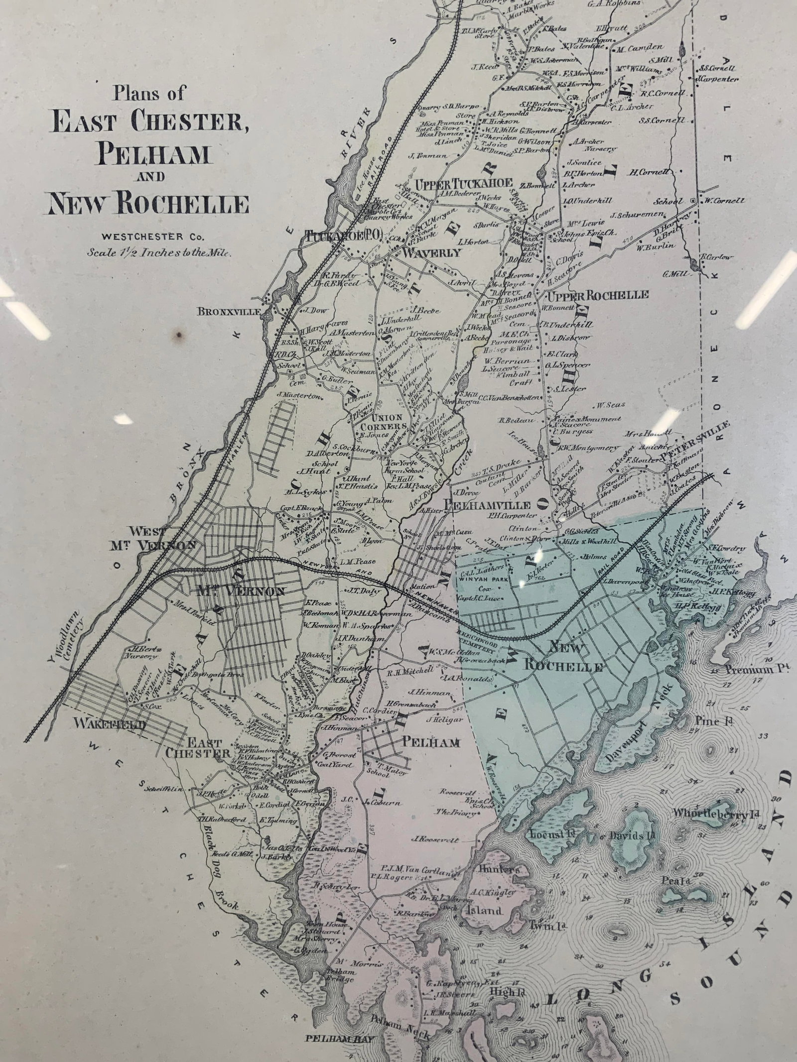 Framed Map East Chester, Pelham & New Rochelle (1 of 8)