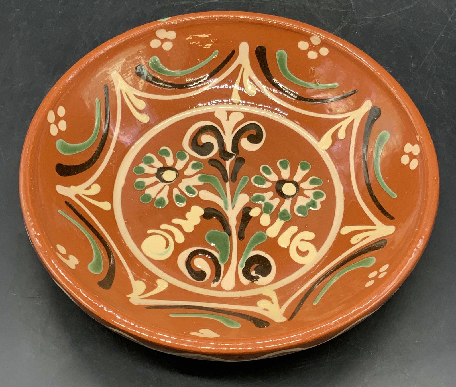 Vntg Szekszard Folk Art Hand Painted Pottery Dish (1 of 8)