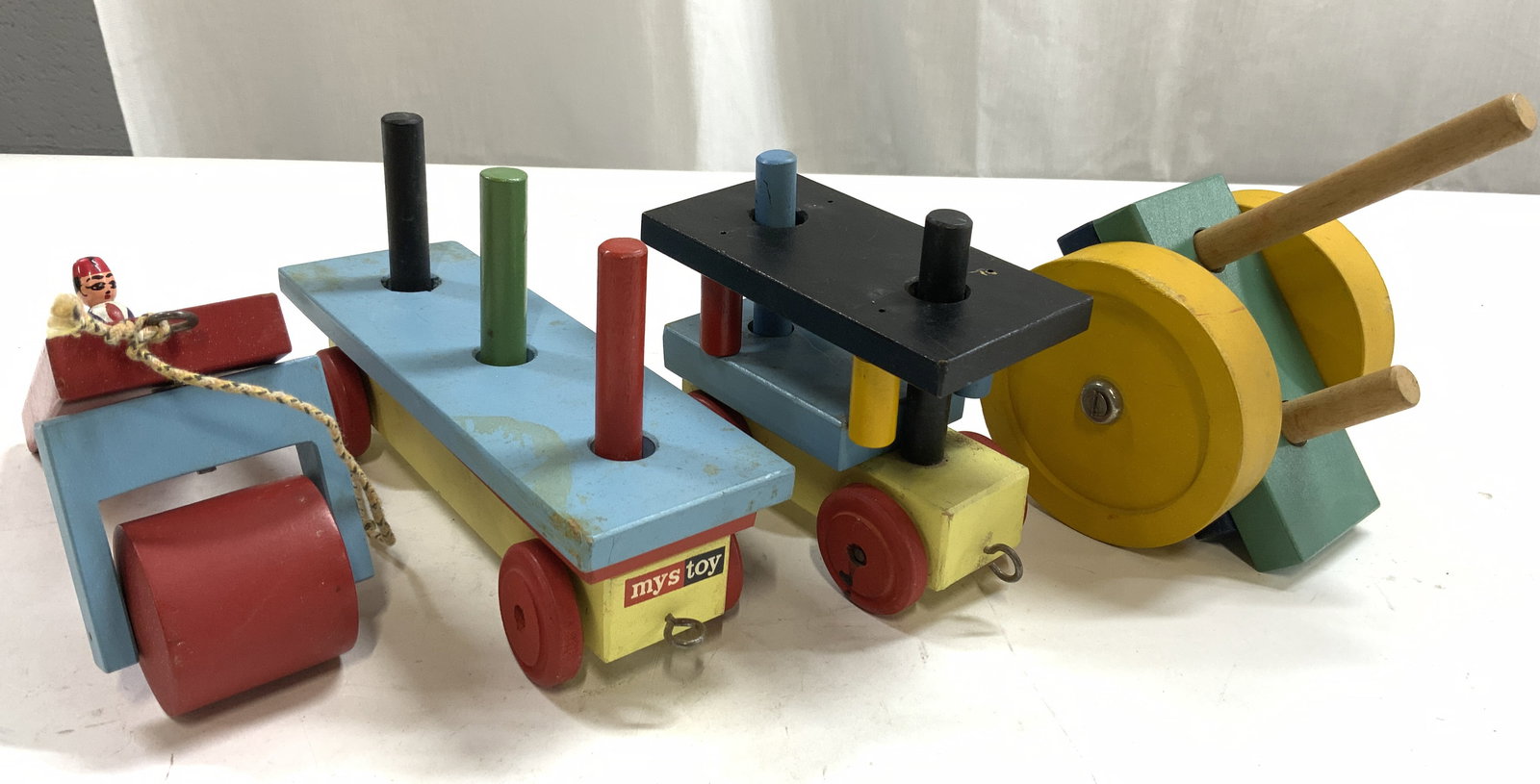 MYSTOY Lot 4 Vntg Wood Block Toys (1 of 7)