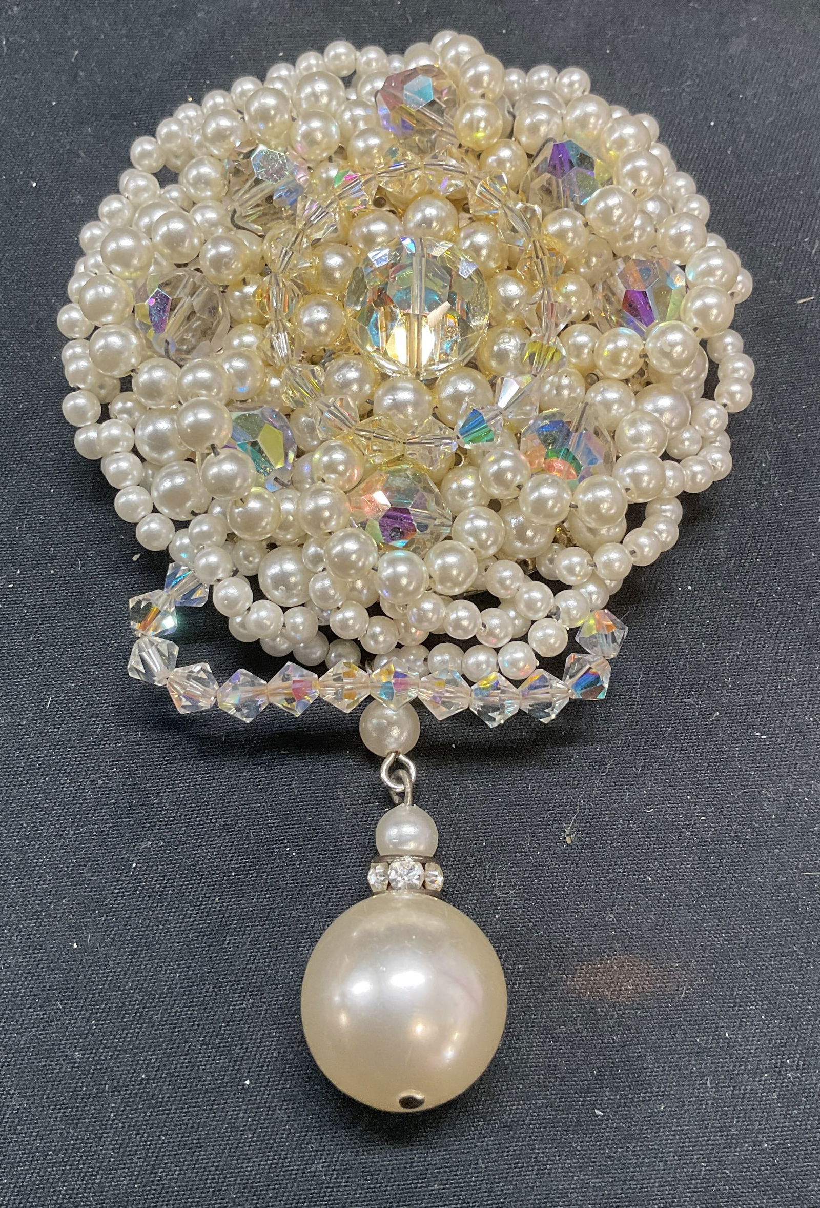 Crystal & Faux Pearl Beaded Brooch (1 of 7)