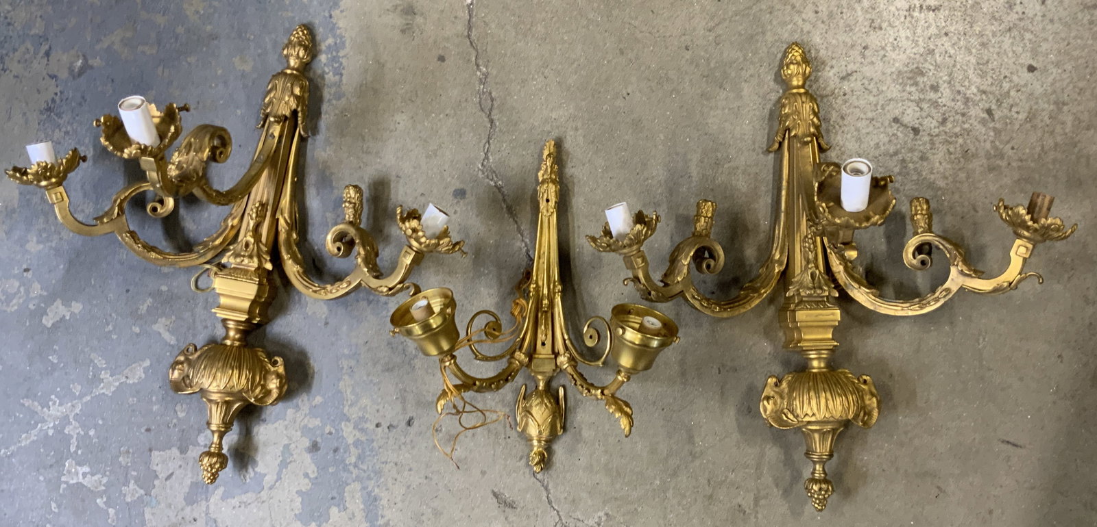 Lot 3 Vintage Gilt Metal Wall Sconces (1 of 12)