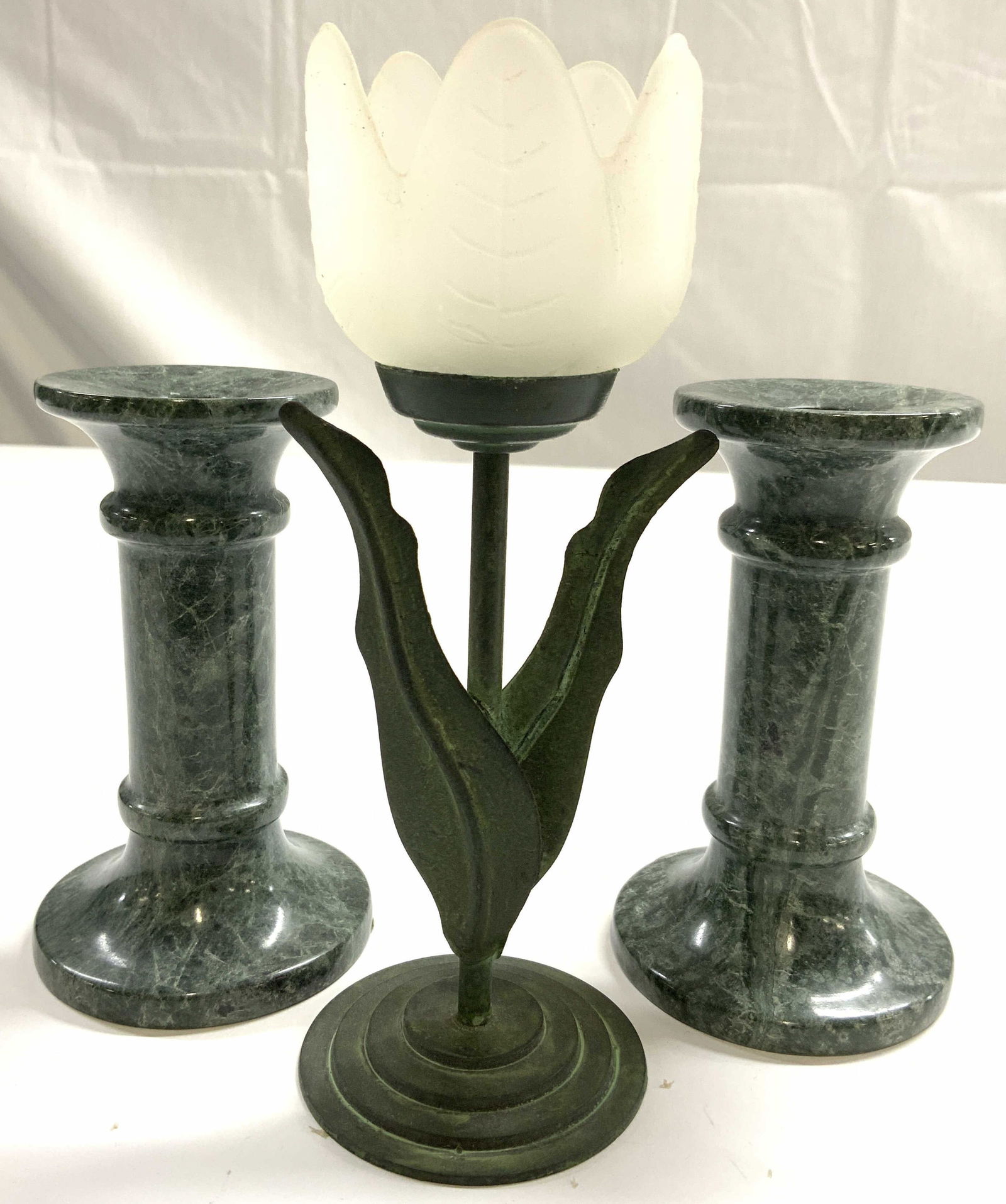 Lot 3 Marble Candlesticks & Floral Votive (1 of 7)
