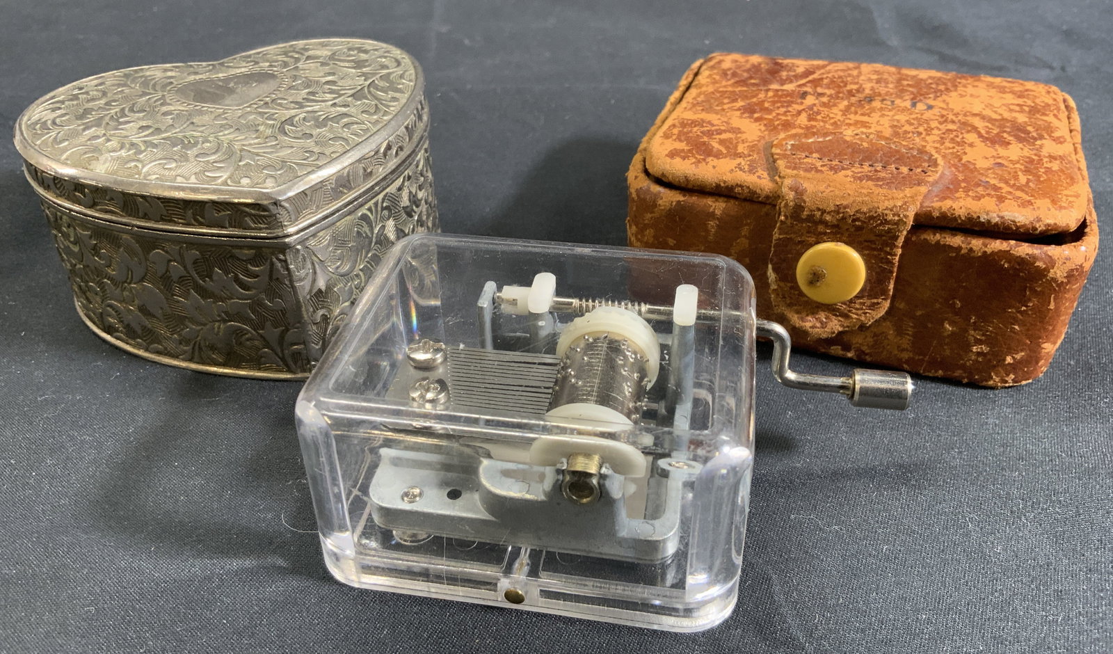 Leather & Silver Plated Trinket Boxes & Music Box (1 of 13)