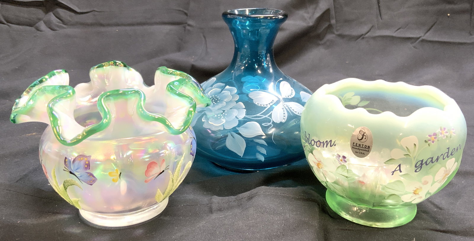 FENTON 3 Signed Hand Painted Art Glass Vessels (1 of 7)