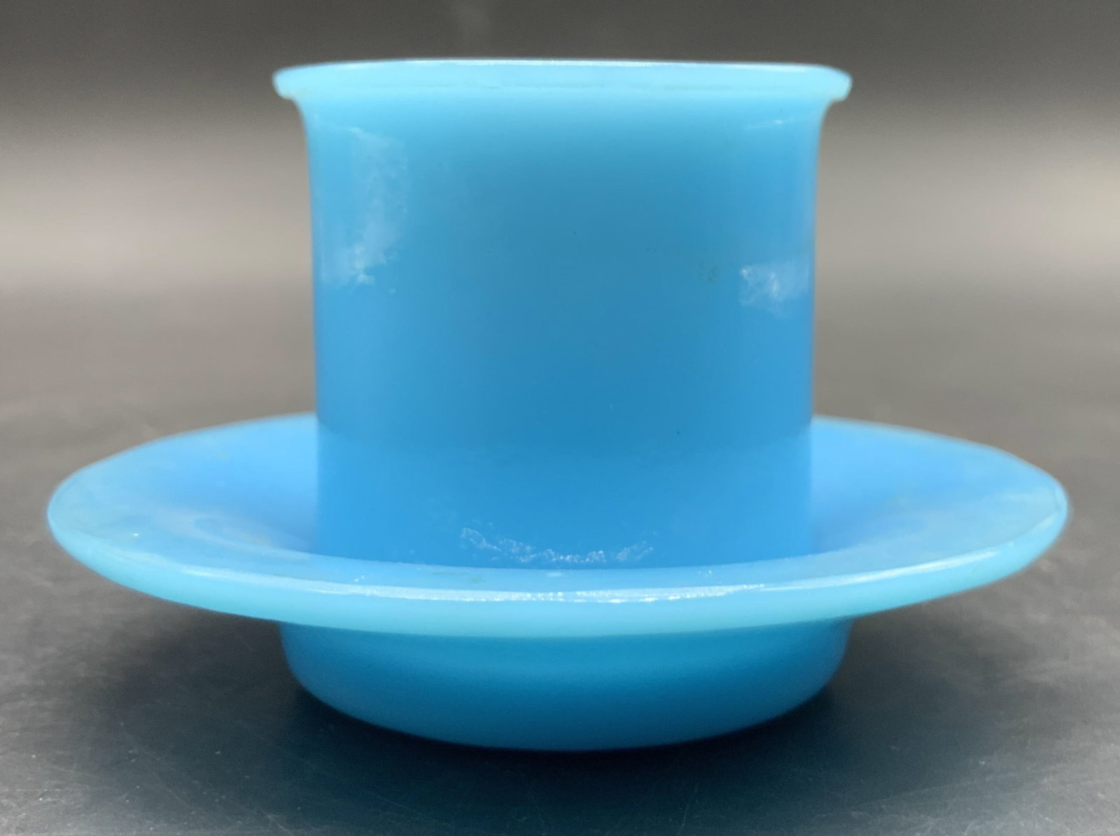 Set Vntg Blue Opaline Glass Demitasse Cup & Saucer (1 of 8)