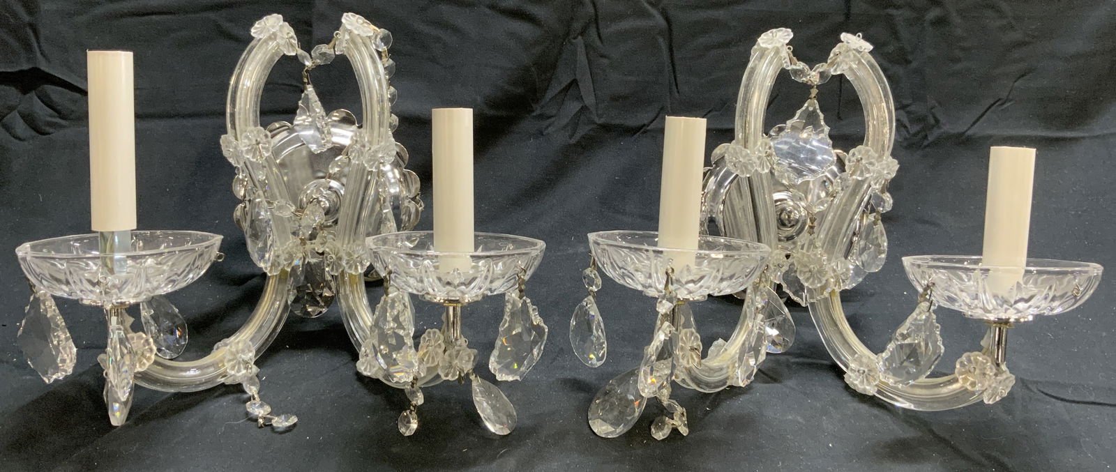 Pair 2 Arm Glass Wall Sconces (1 of 8)