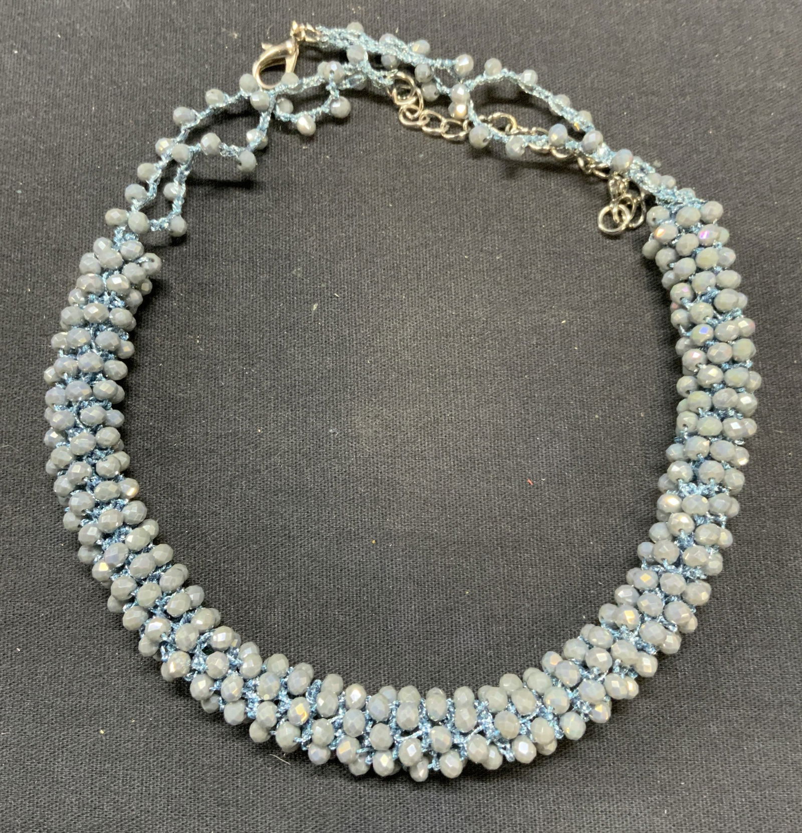 Blue Crystal Beaded Choker Necklace (1 of 6)