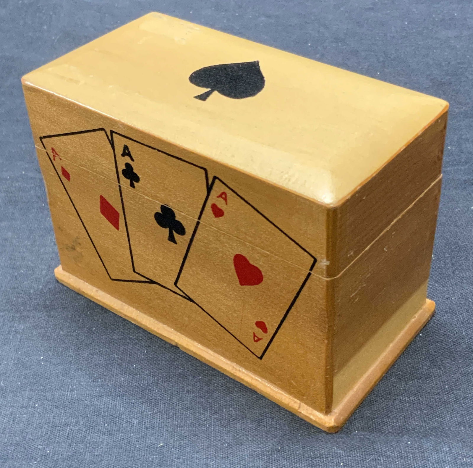 Vintage Wooden Card Box W/ Playing Cards, Lidded (1 of 11)