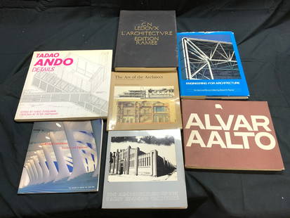 Lot 7 Assorted Architecture Bks Alvar Aalto & More: Lot includes TADAO ANDO by YUKIO FUTAGAWA, STRUCTURE AND EXPRESSION by Santiago Calatrava, The Art Of The Architect by Jill Lever & Margaret Richardson, The Architecture Of The Early Iranian Factories