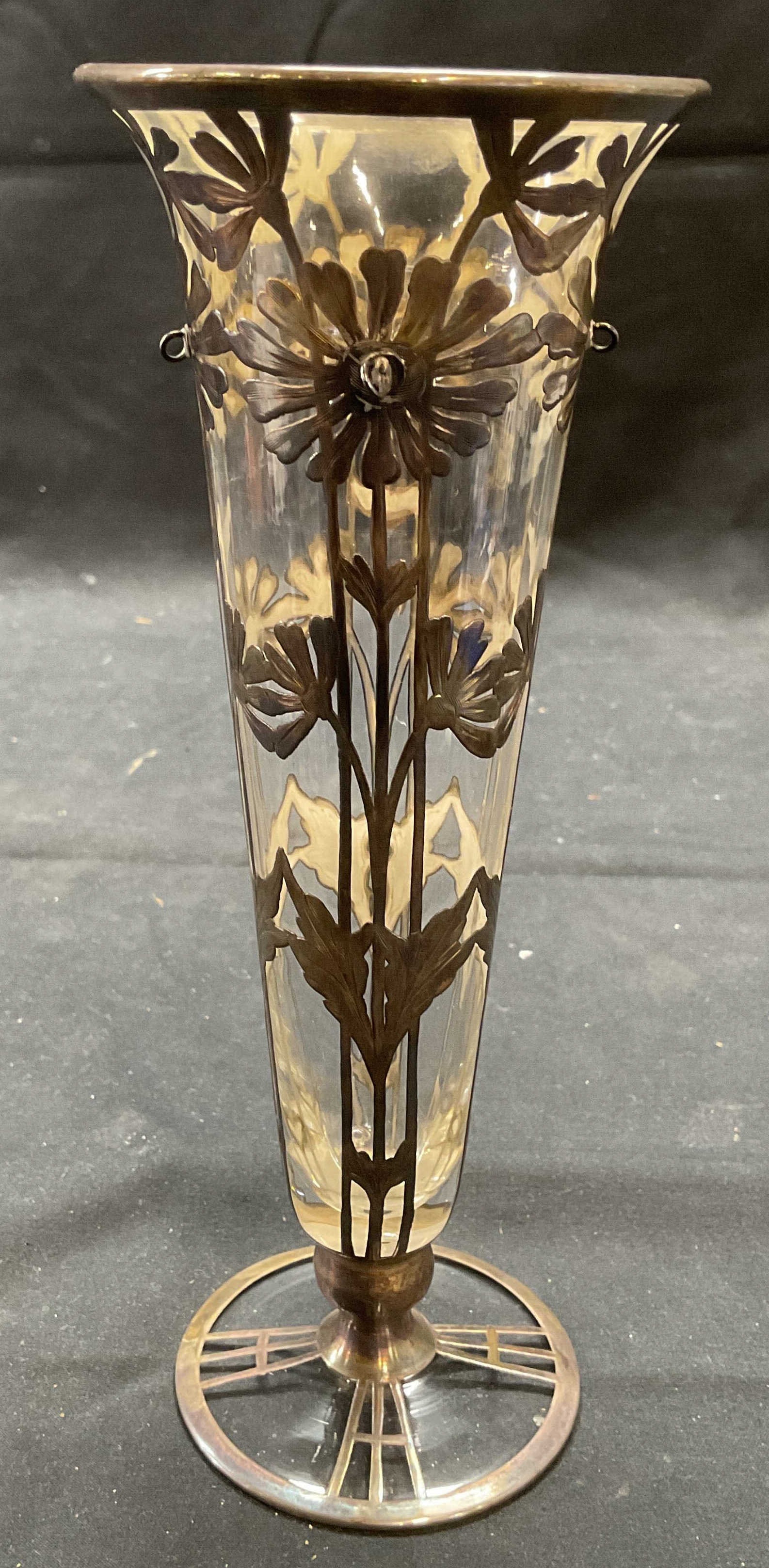 Vintage Sterling Silver Overlay Glass Vase (1 of 6)