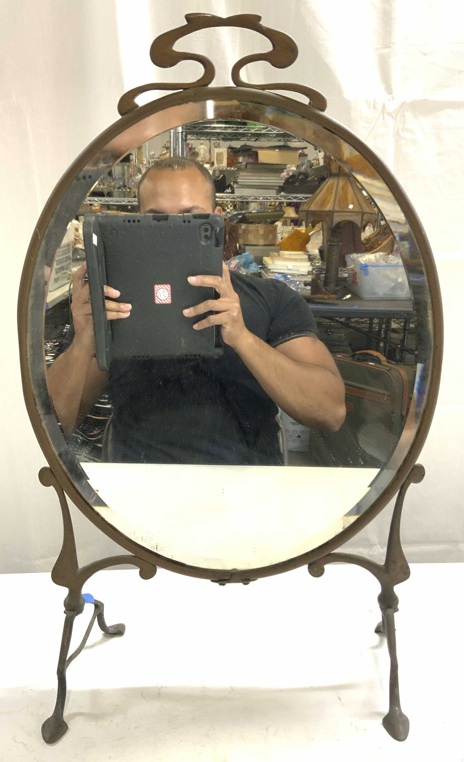 Vintage Standing Gilt Metal Frame Mirror (1 of 7)