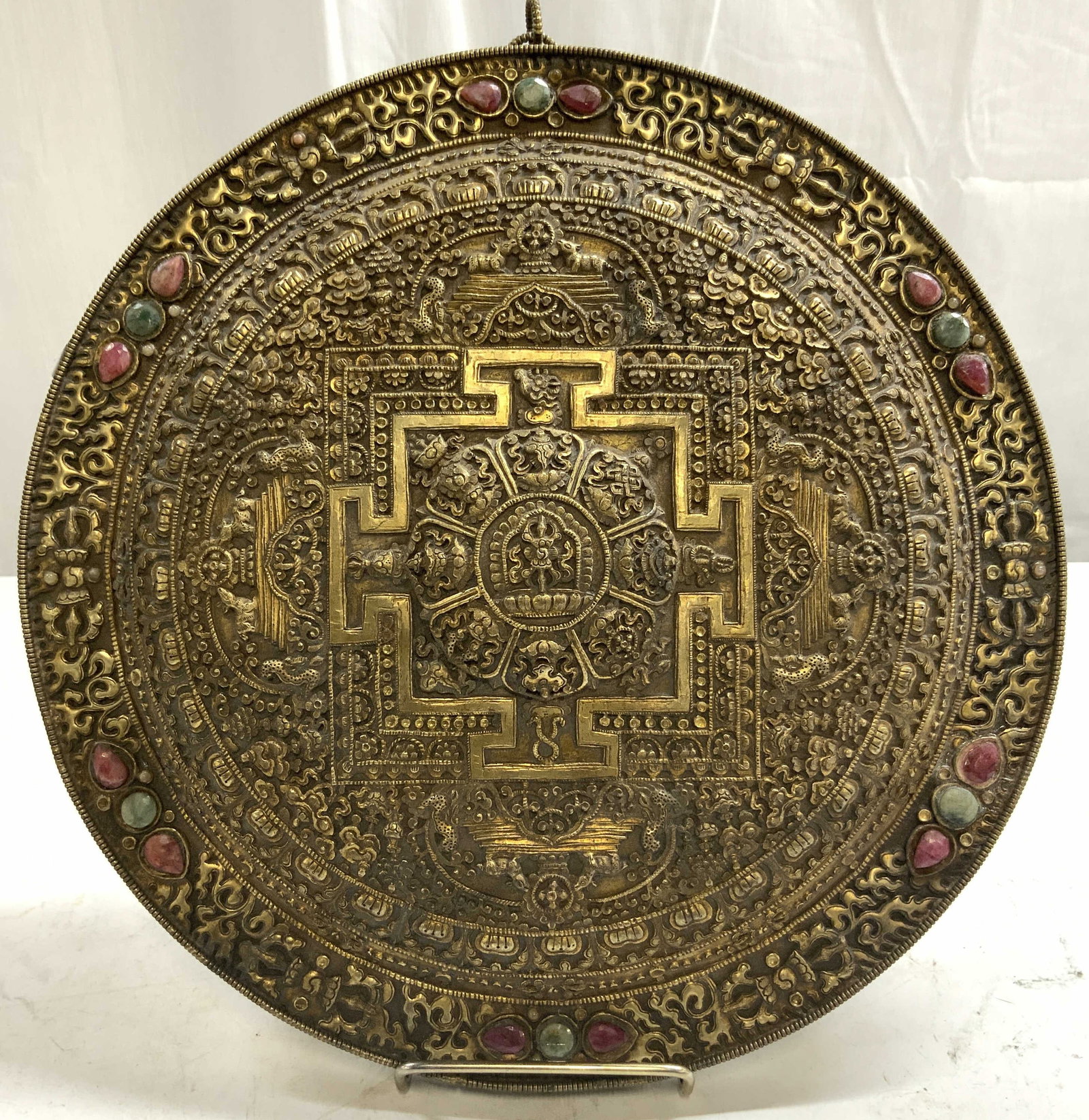 Gilt Metal Buddhist Mandala Temple Wall Hanging (1 of 7)