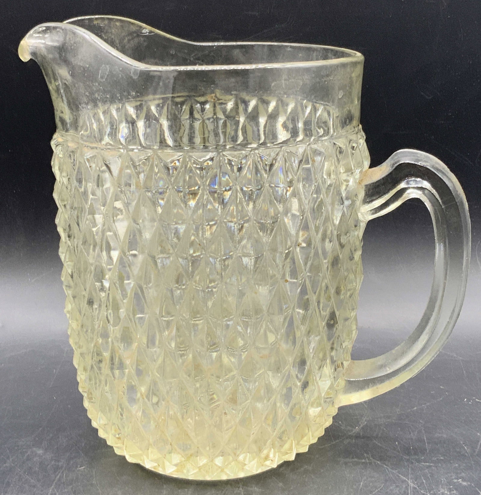 Vintage Diamond Point Pattern Glass Pitcher (1 of 9)