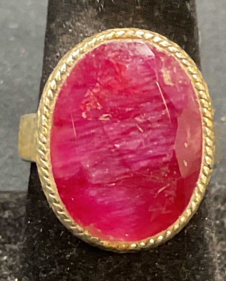 Baroni Sterling Silver Gold Pl Ruby Ring (1 of 7)