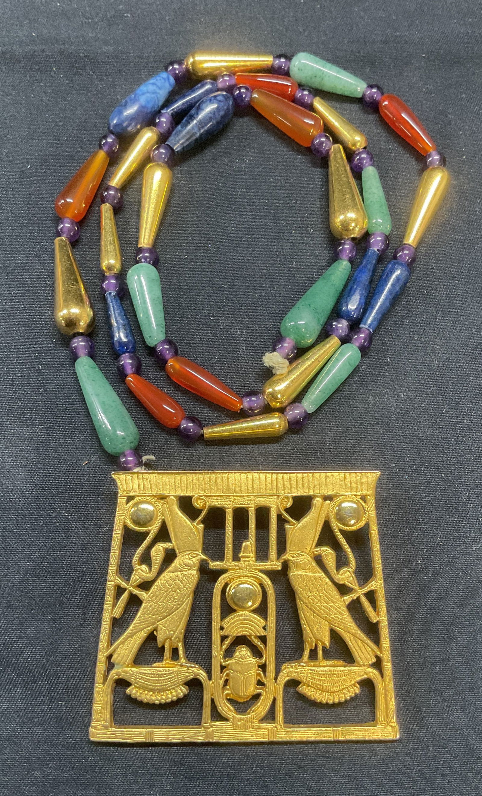 MMA Egyptian Gold Pl Semi Precious Necklace (1 of 6)