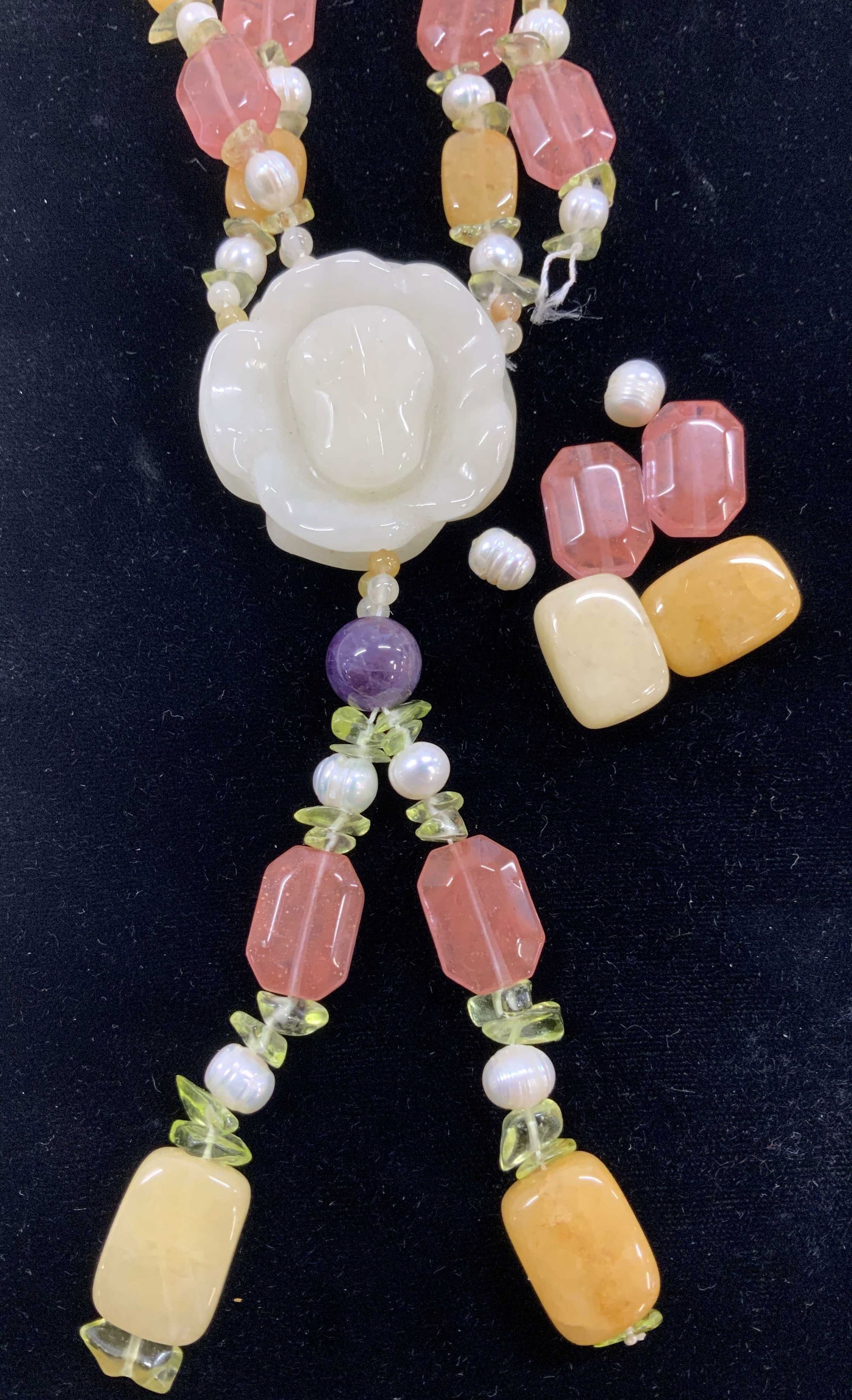 White Jadeite, Pearl & Gem Necklace (1 of 6)