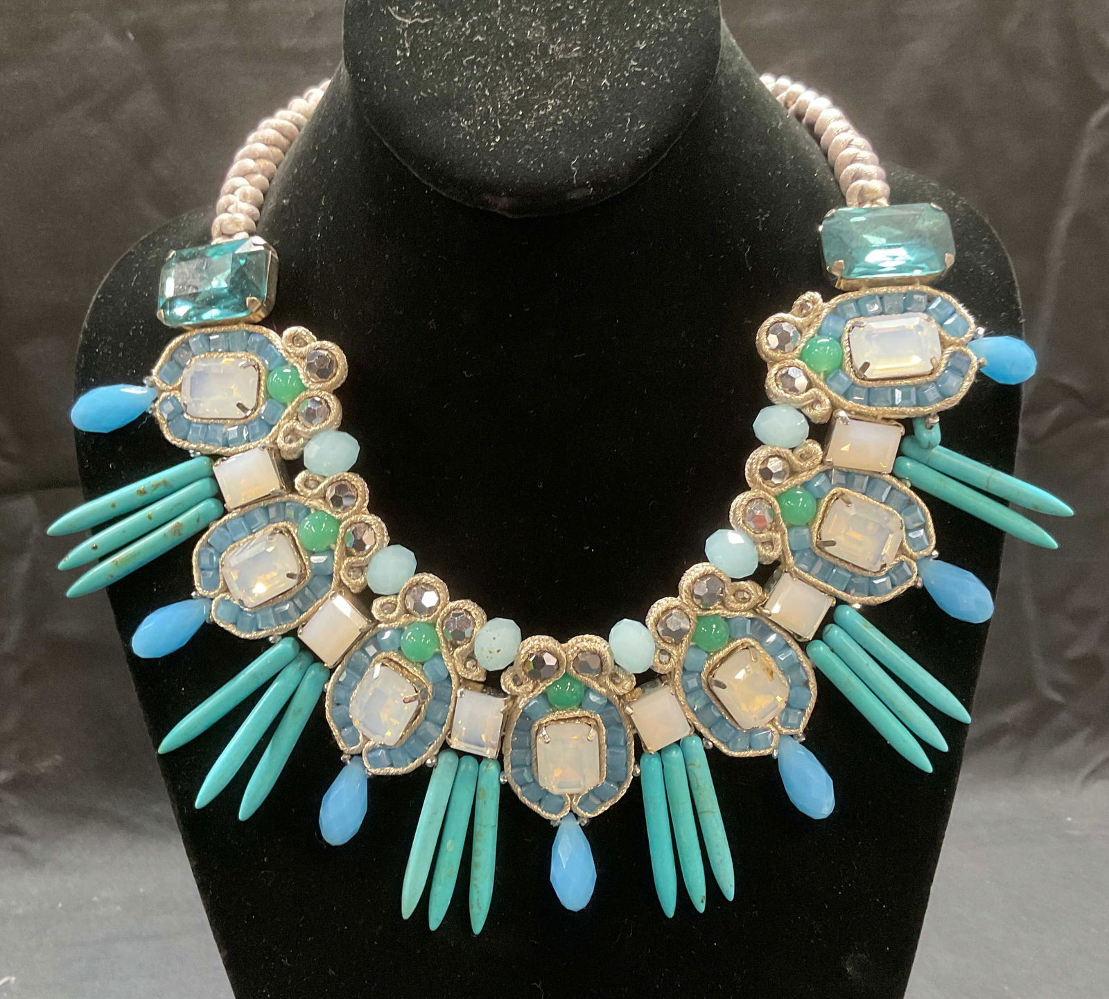 Blue Crystal Statement Choker Necklace (1 of 6)