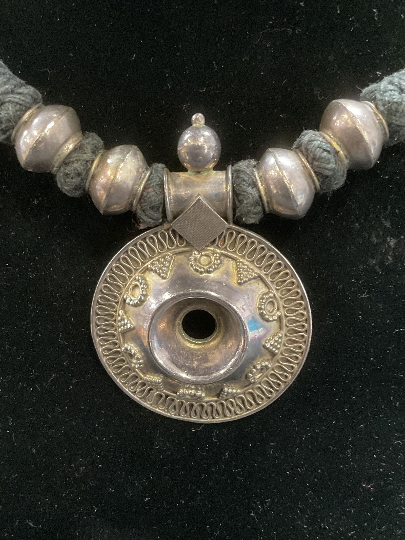 Sterling Silver Beaded Pendant Choker Necklace (1 of 6)