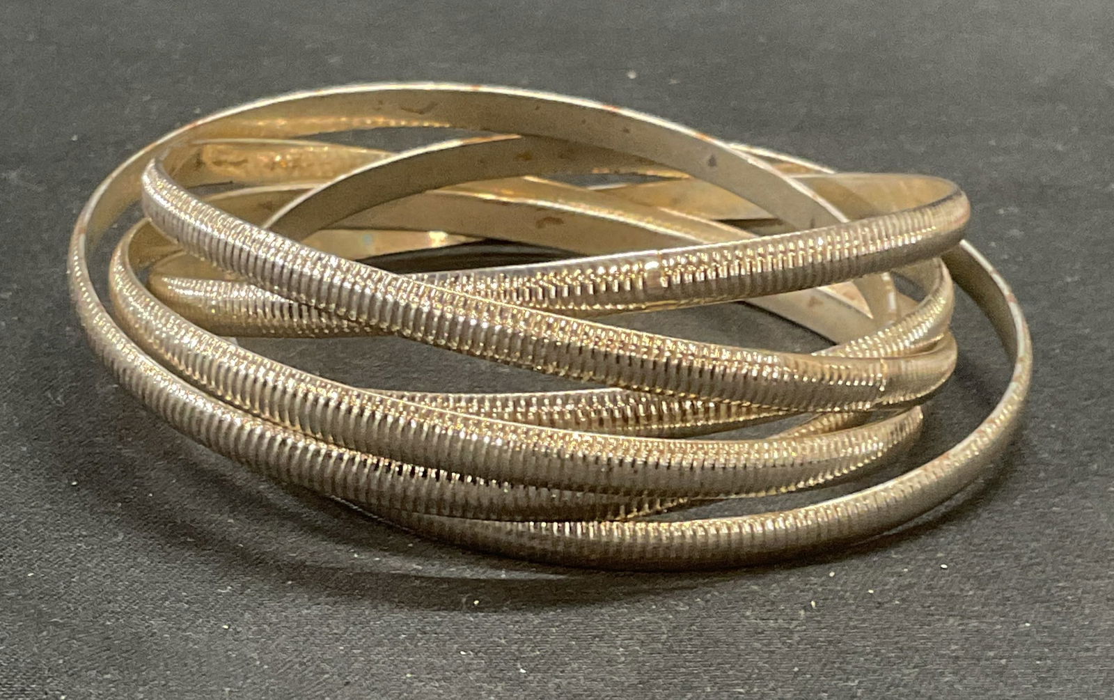 Silver Tone Interlocking Bangle Bracelet (1 of 6)