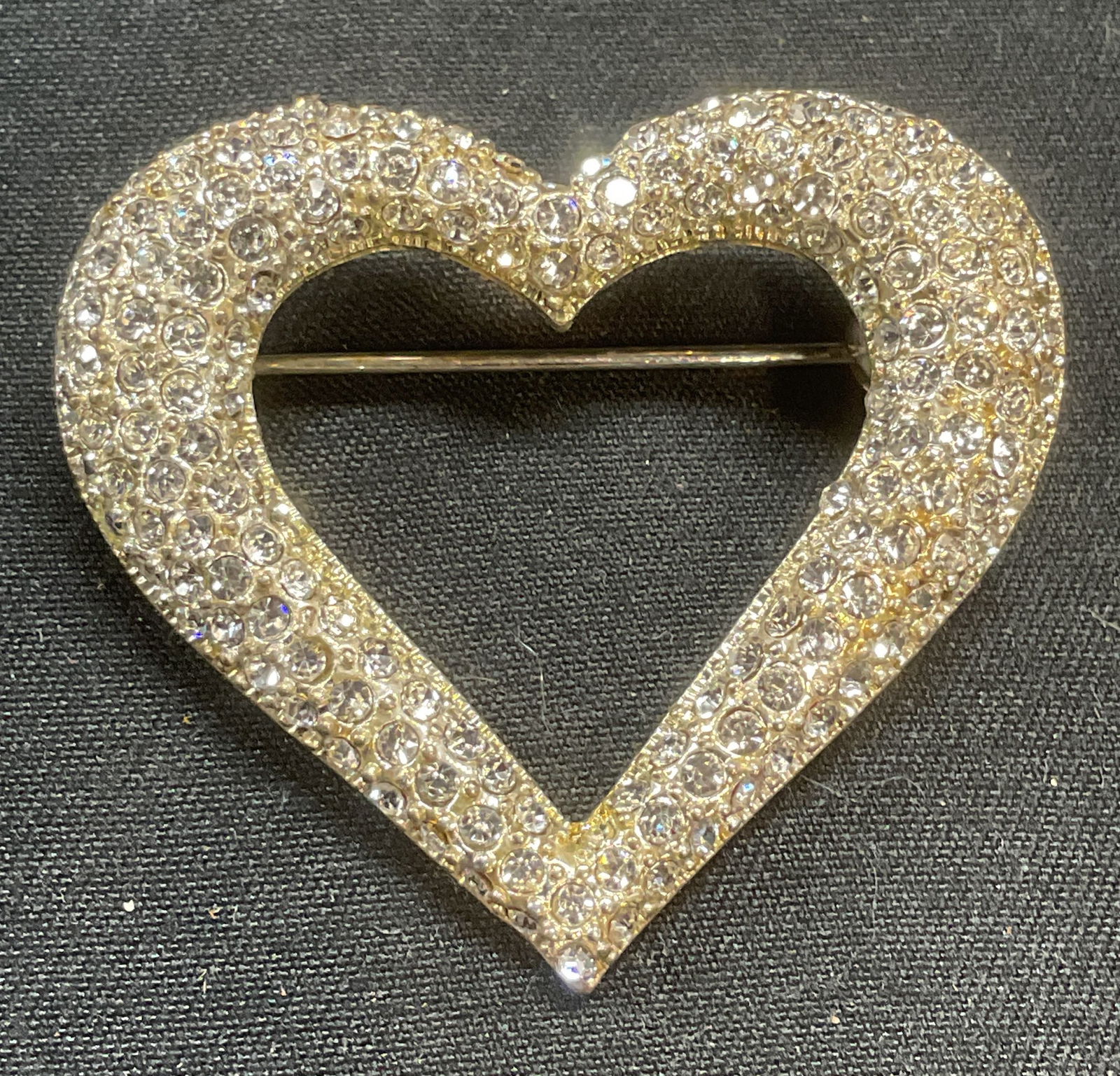 Silver Tone Pave Crystal Heart Brooch (1 of 6)