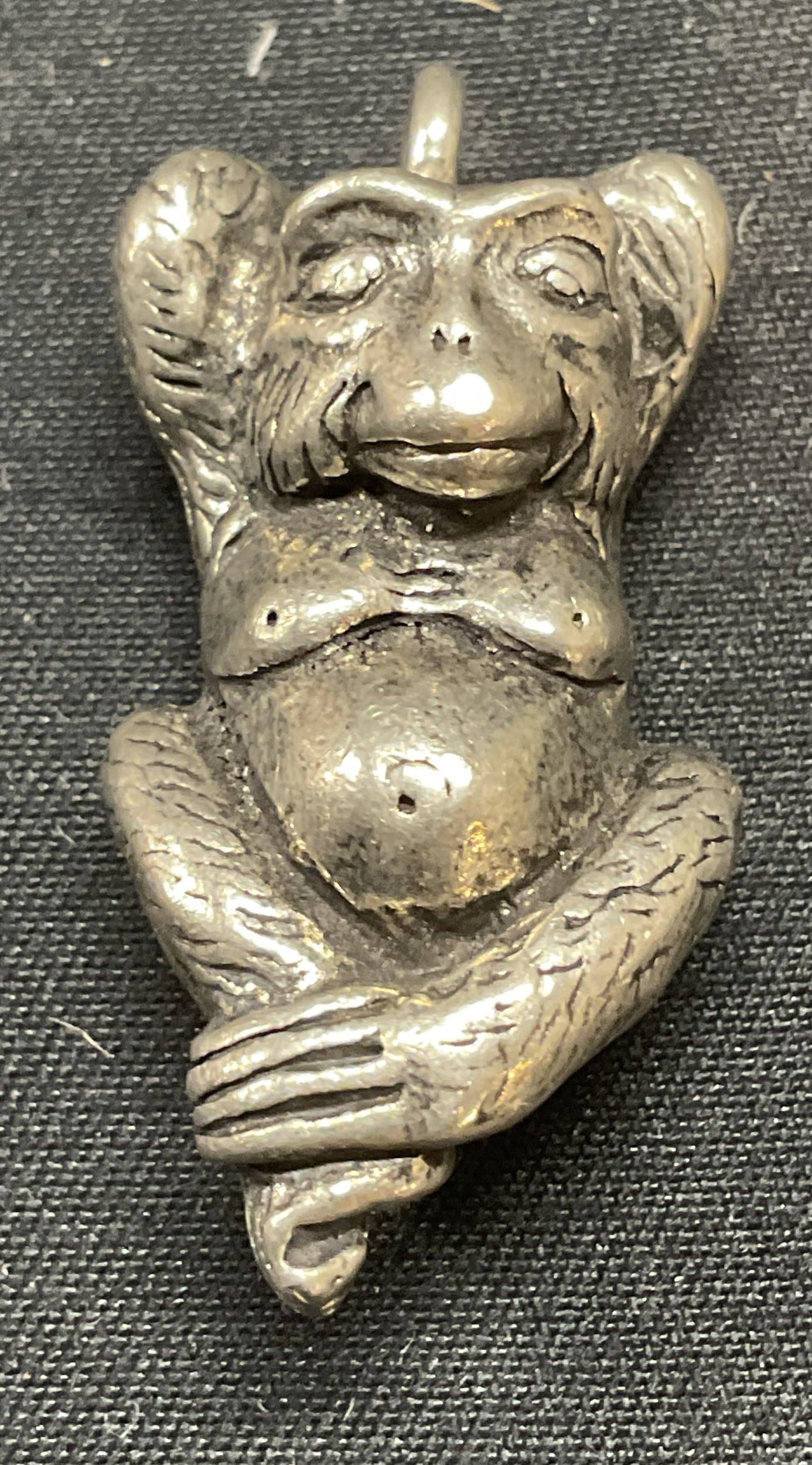 Vintage Heavy Silver Tone Monkey Pendant (1 of 6)