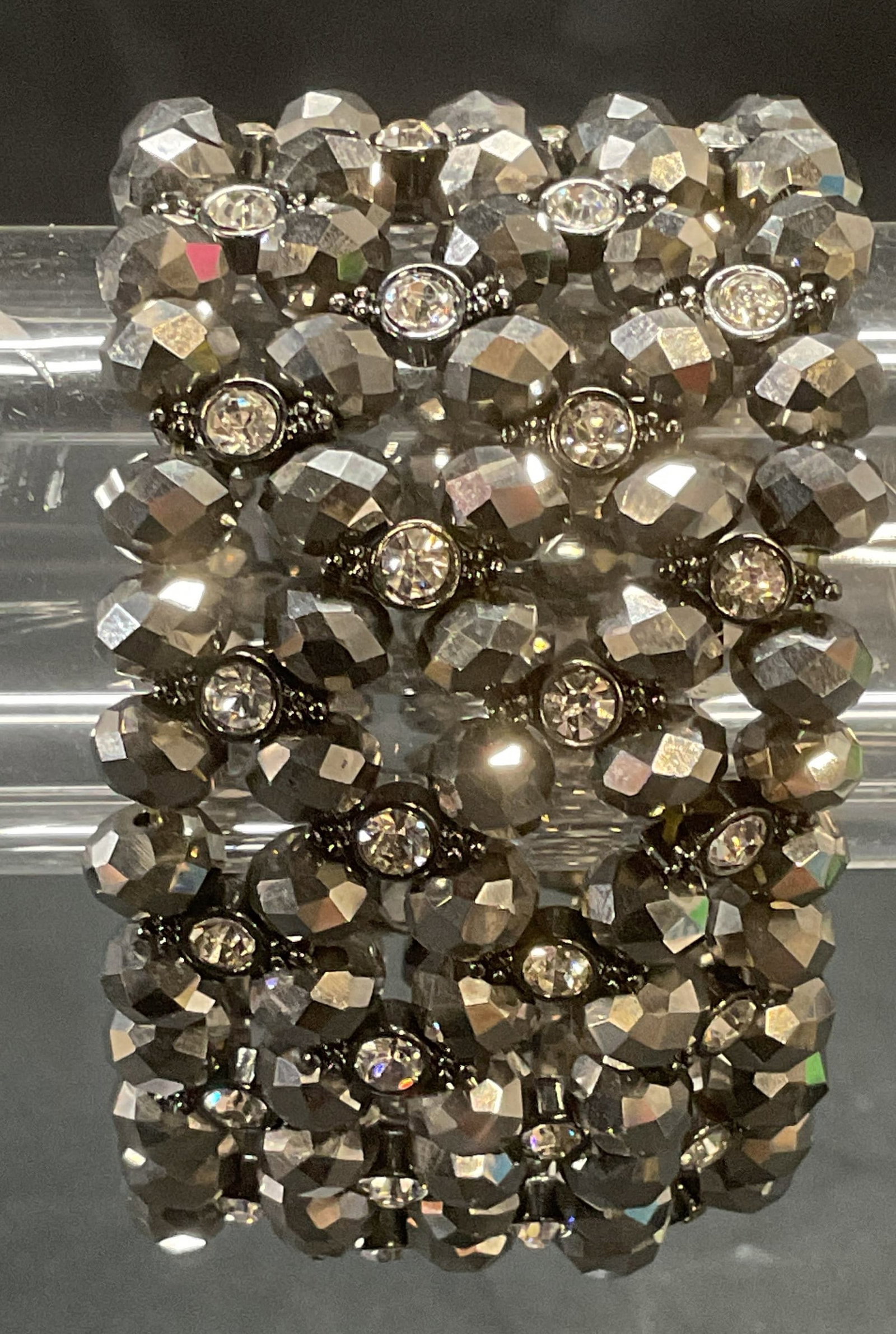 Silver Tone Crystal Beaded Bracelet (1 of 7)