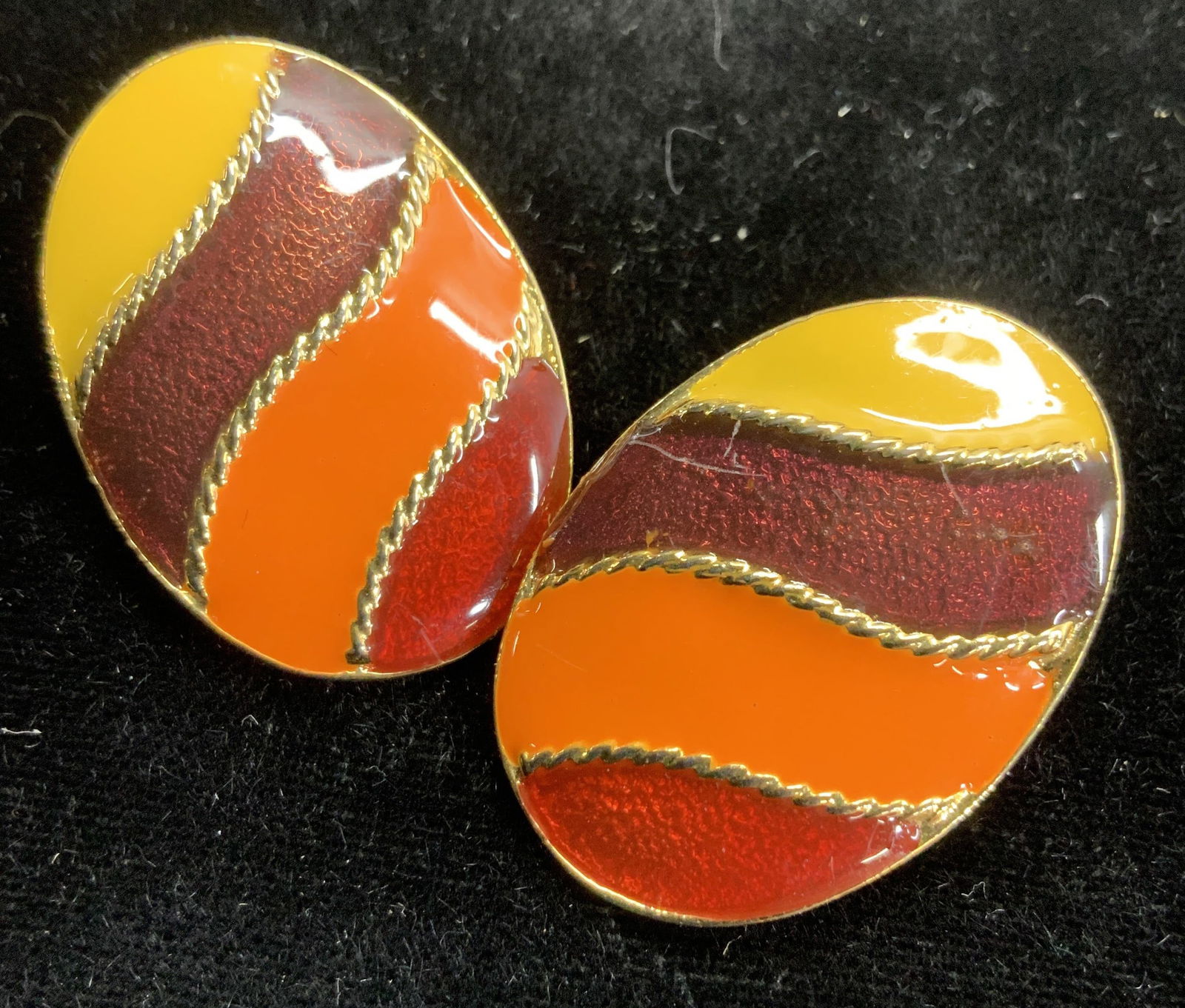 Multi Chrome Enamel Clip Earrings (1 of 6)